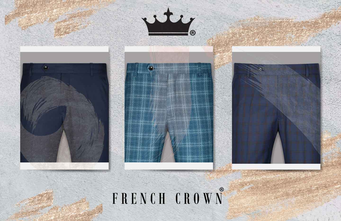 Buy Blue Pants & Trousers For Men in Online - FRENCH CROWN