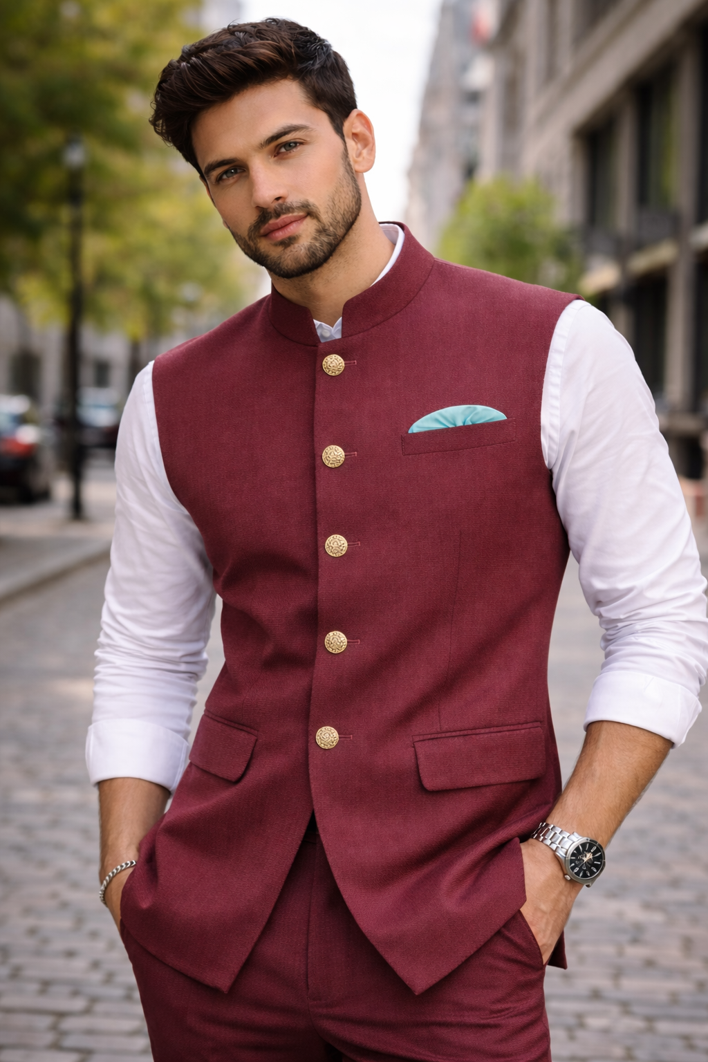 Shop Premium Cotton Nehru Jacket for Men at French Crown