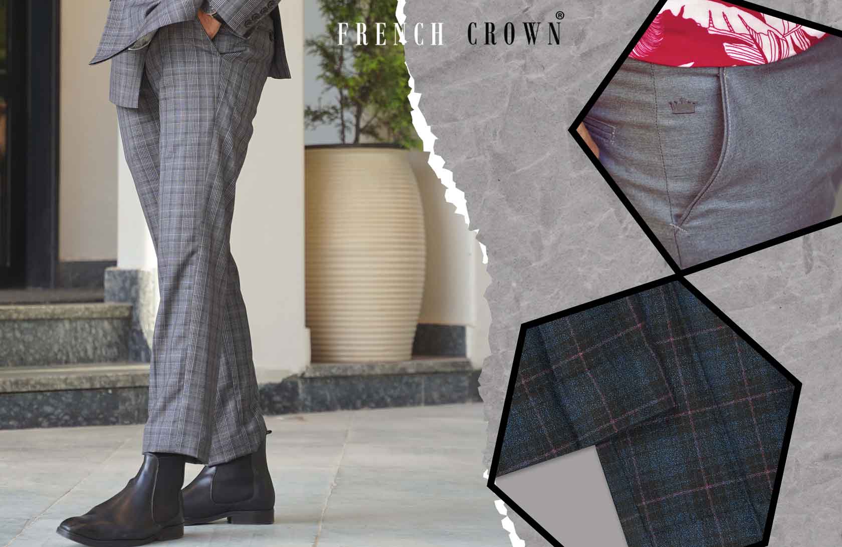 Buy Blue Pants & Trousers For Men in Online - FRENCH CROWN