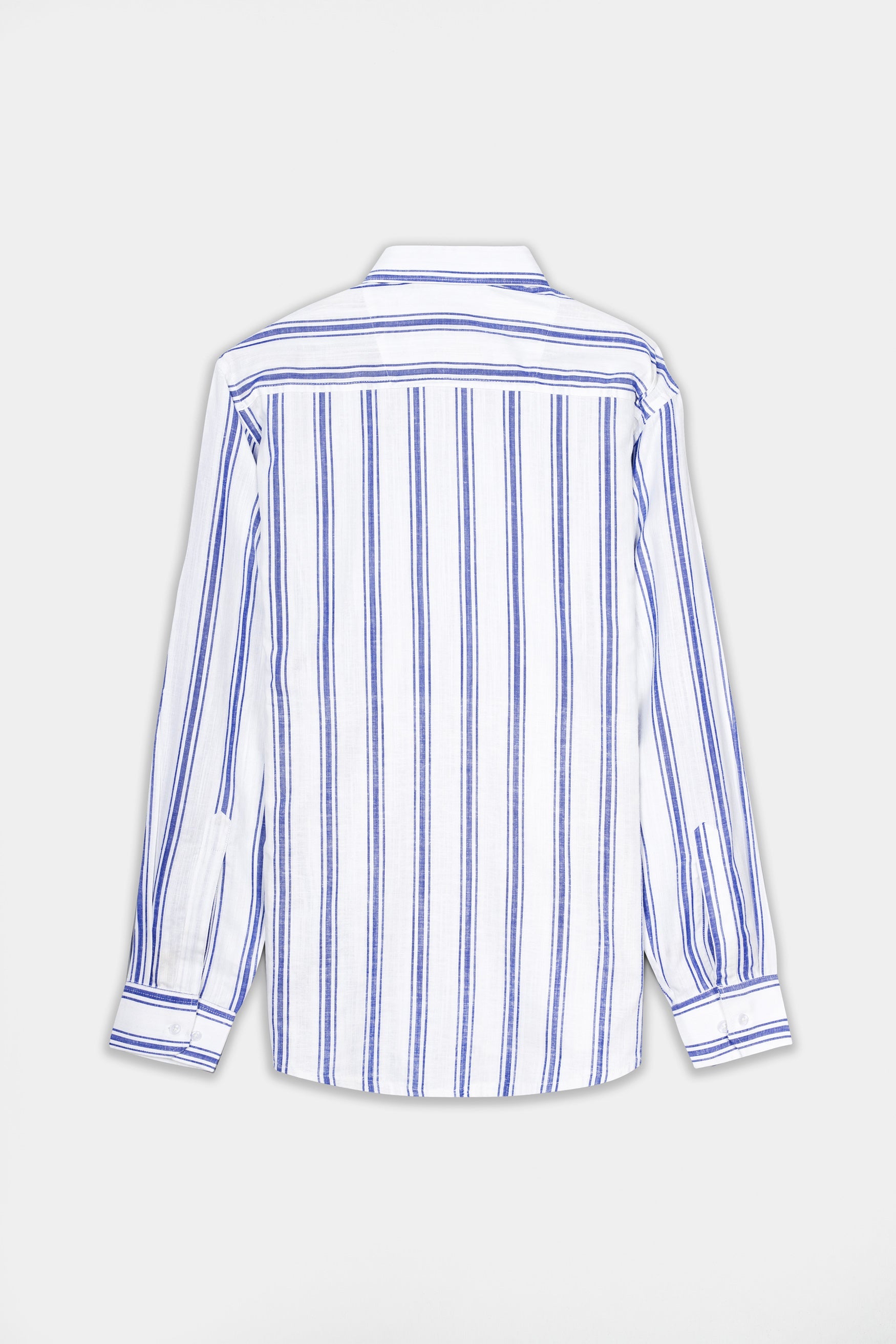 7swords-Bright White with Wild Yonde Blue Striped Premium Cotton Shirt 7S-185-38, 7S-185-39, 7S-185-40, 7S-185-42
