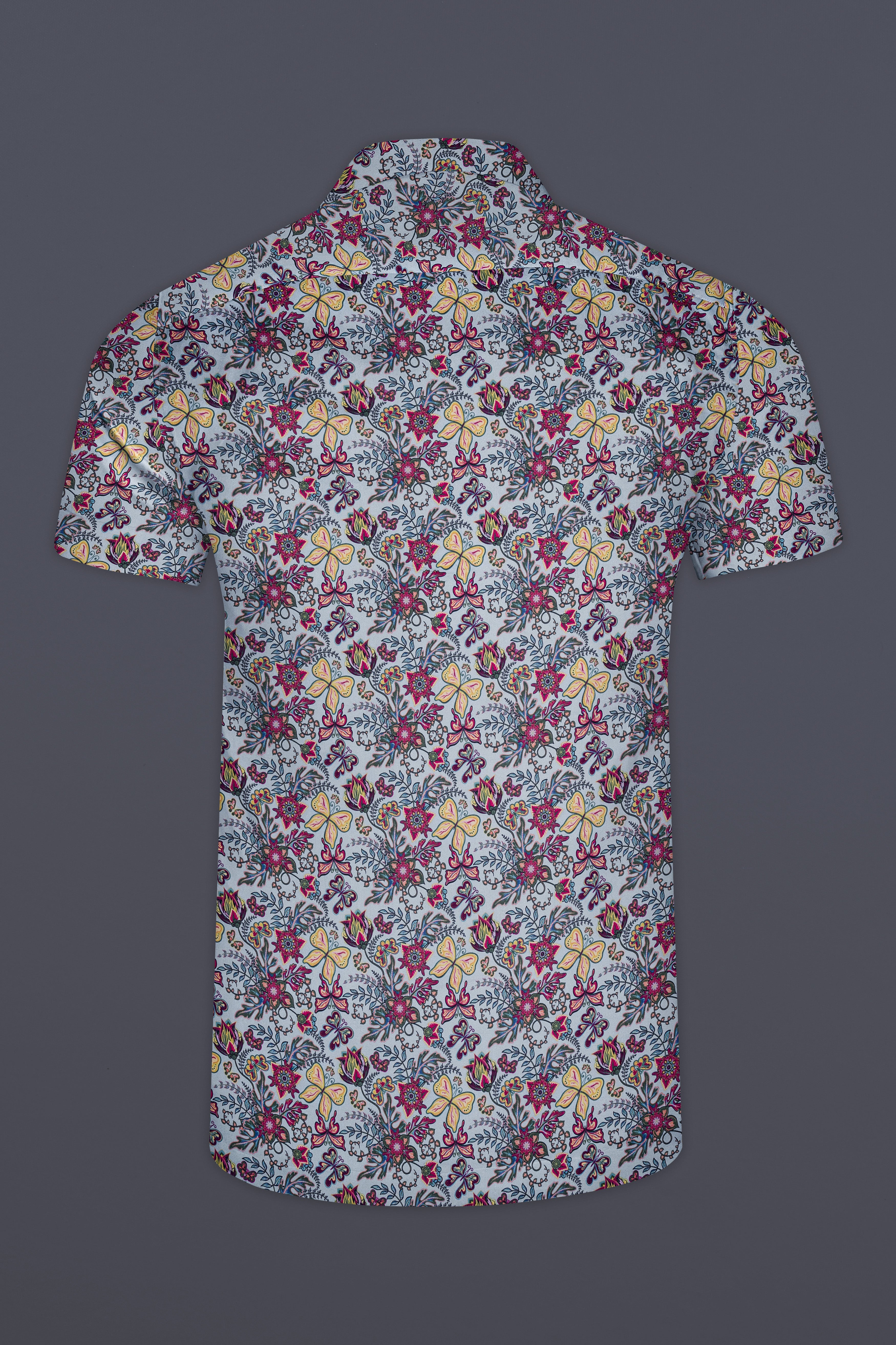 Casper Gray with Tussock Yellow Floral Printed Super Soft Premium Cotton Shirt