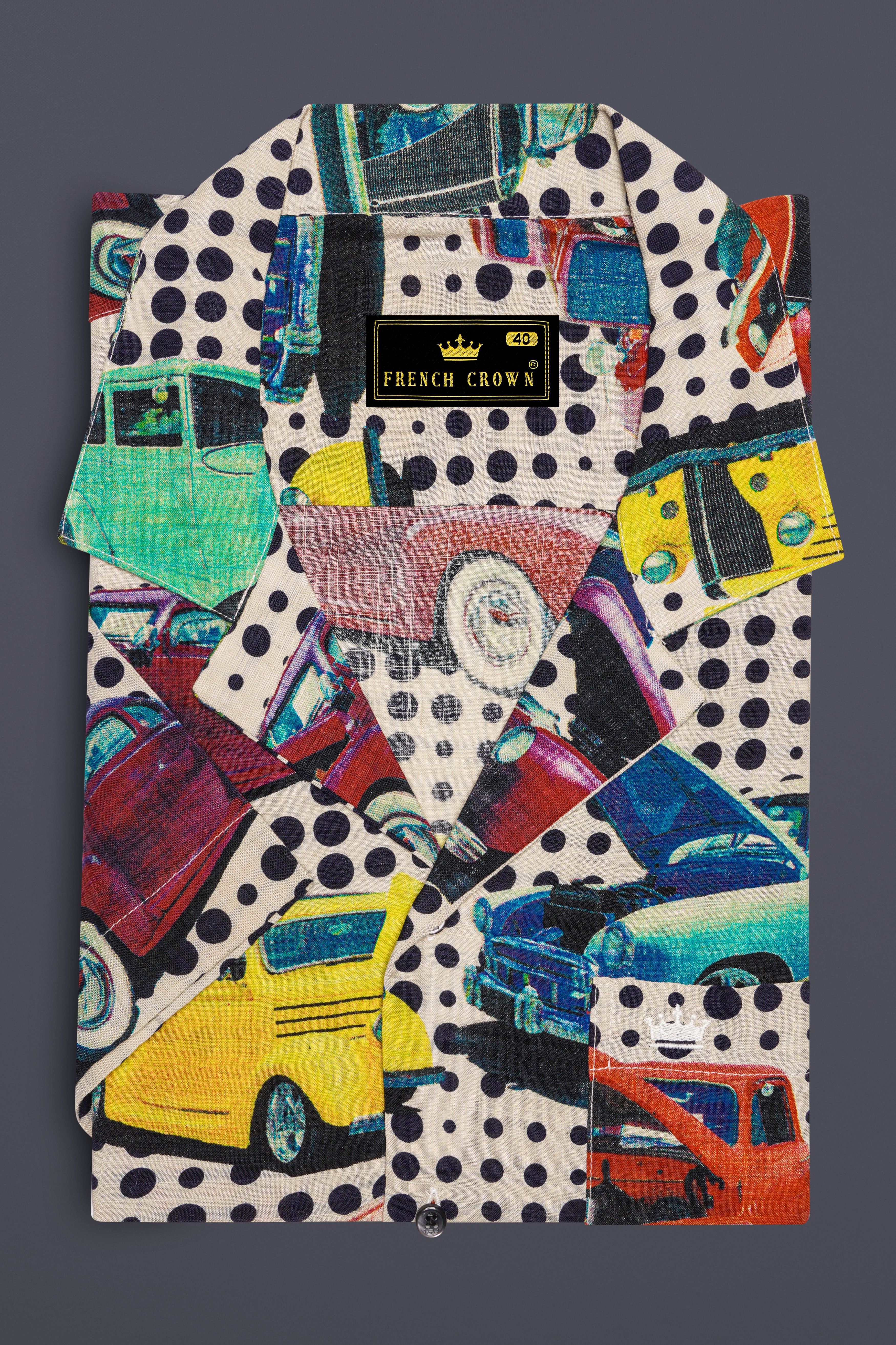 Merino Cream and Grapefruit Red Funky Printed Lightweight Oversized Premium Cotton Shirt