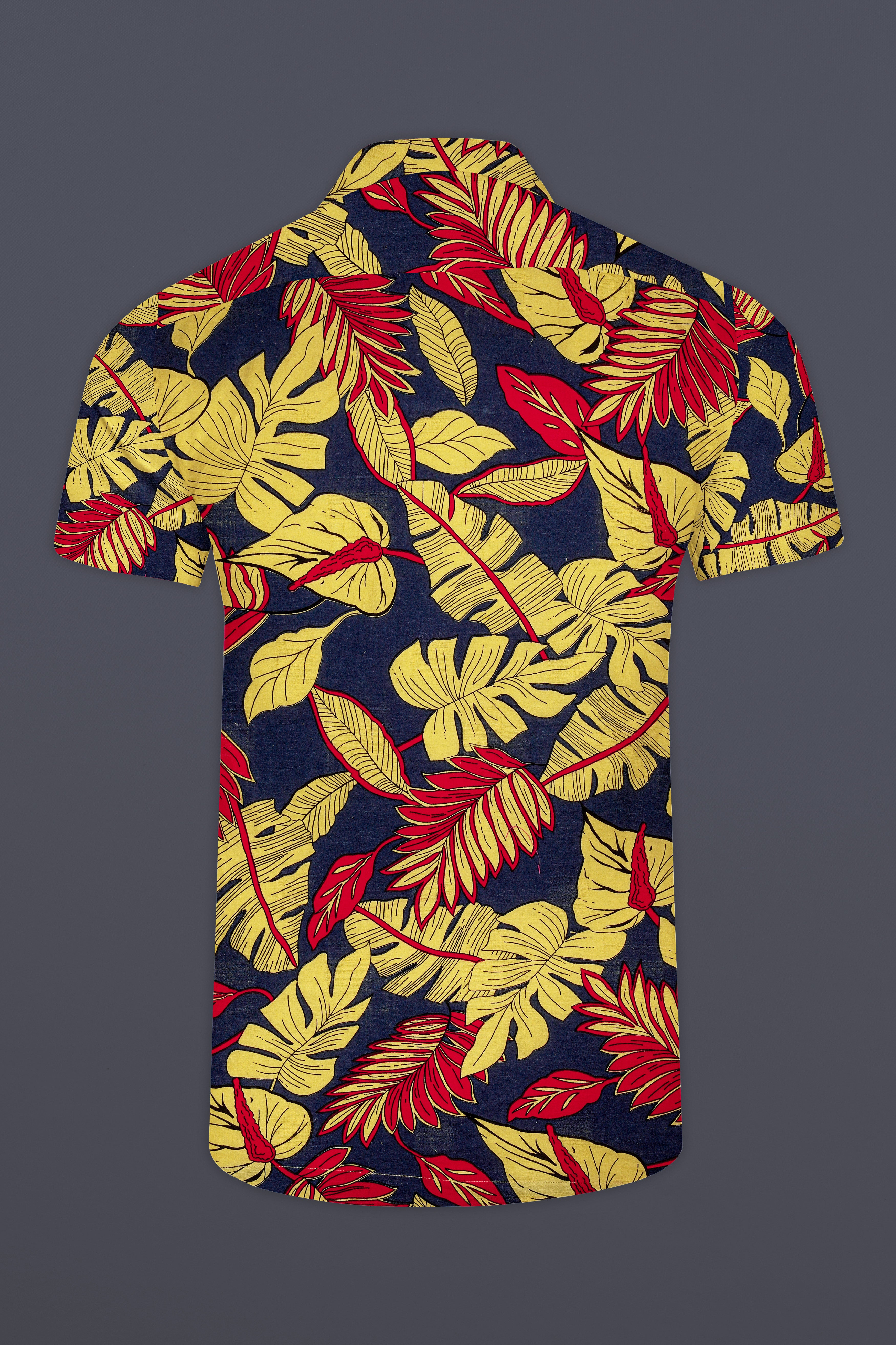 Primrose yellow and Martinique Blue Funky Printed Lightweight Oversized Premium Cotton Shirt