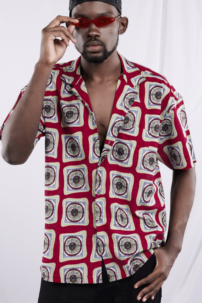 Paprika Red with Ash Green Funky Printed Lightweight Oversized Premium Cotton Shirt 10036-CC-BLK-OSS-SS-38,10036-CC-BLK-OSS-SS-39,10036-CC-BLK-OSS-SS-40,10036-CC-BLK-OSS-SS-42,10036-CC-BLK-OSS-SS-44,10036-CC-BLK-OSS-SS-46,10036-CC-BLK-OSS-SS-48,10036-CC-BLK-OSS-SS-50,10036-CC-BLK-OSS-SS-52