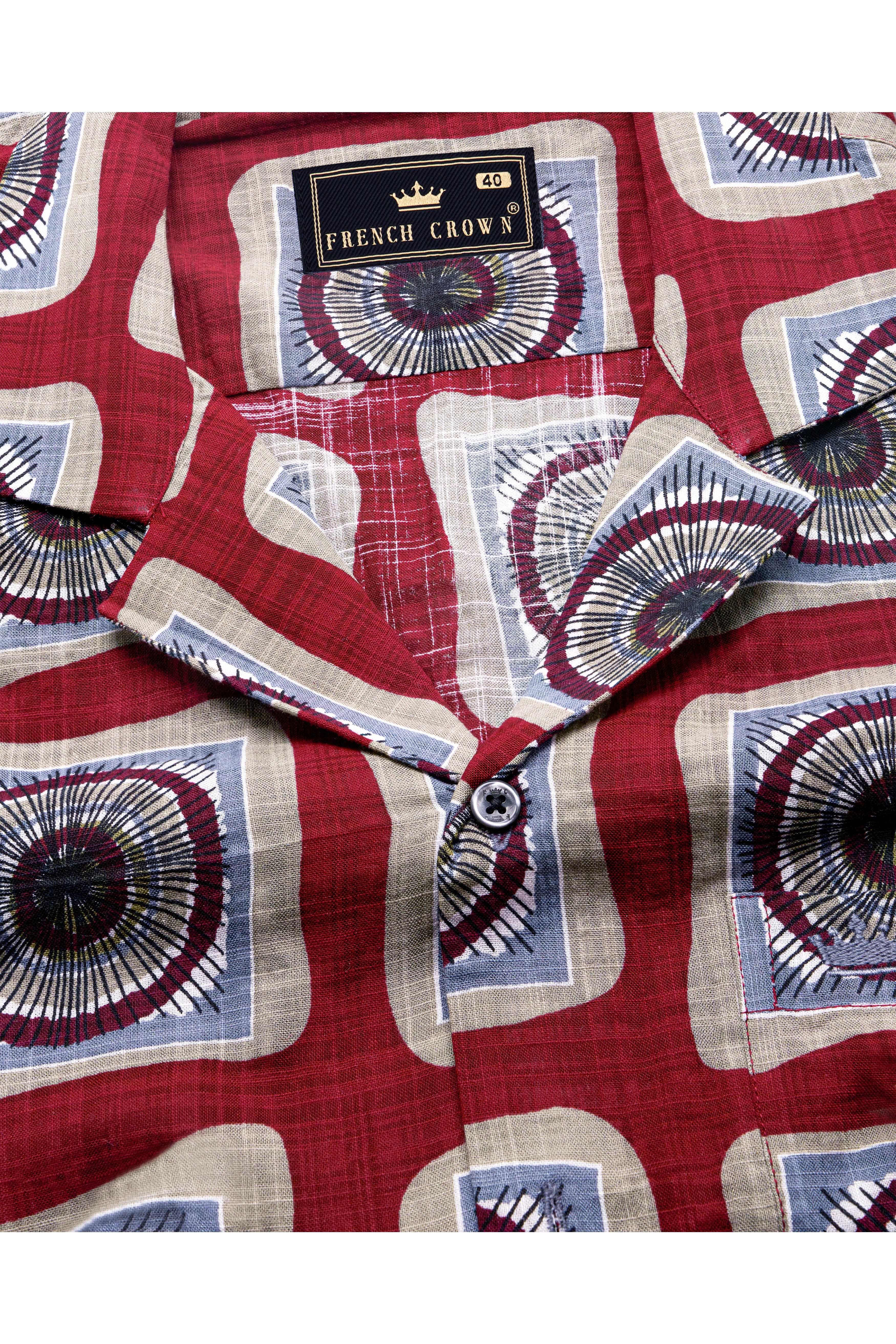 Paprika Red with Ash Green Funky Printed Lightweight Oversized Premium Cotton Shirt