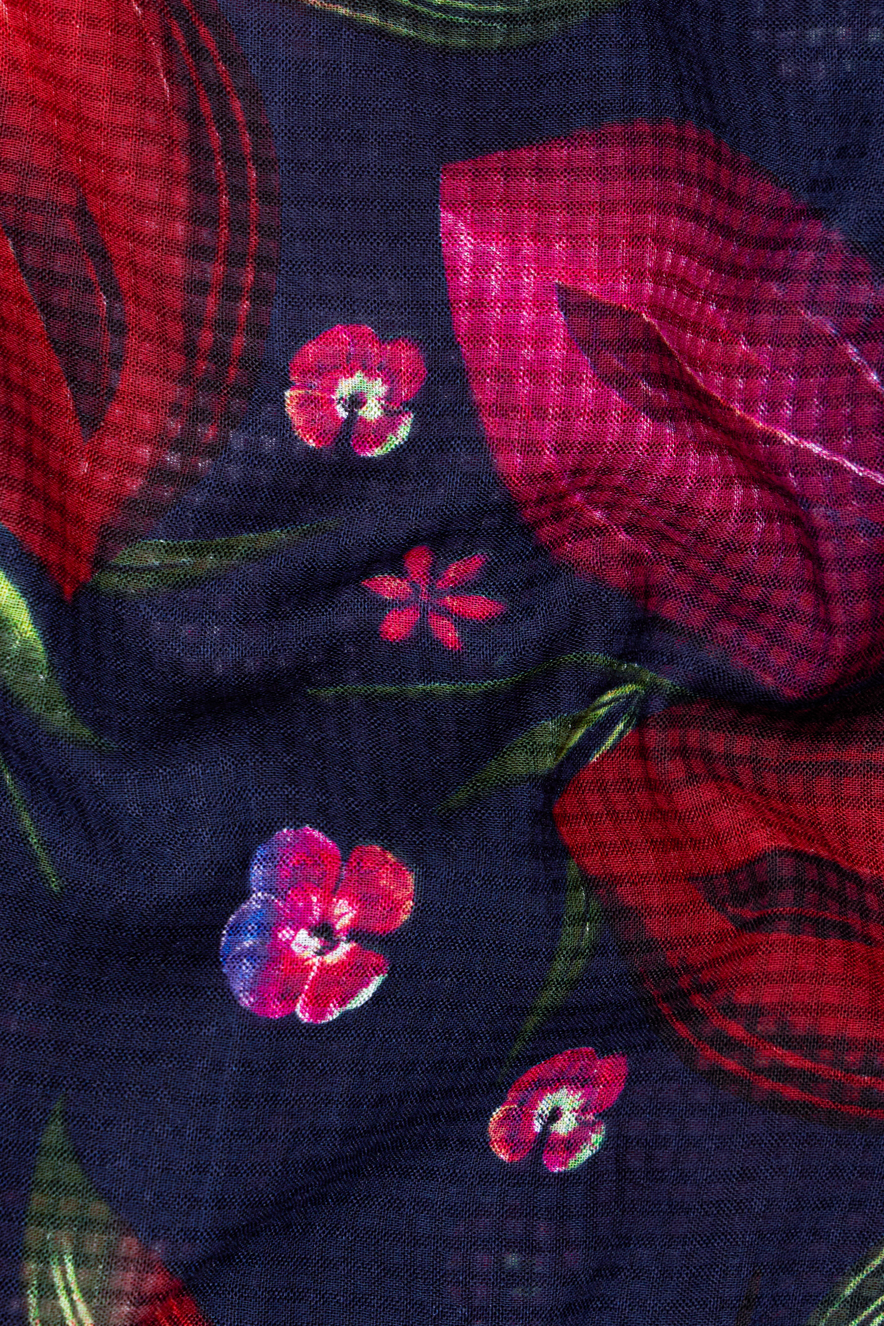 Cinder Blue with Mulberry Wine Floral Printed Lightweight Premium Cotton Oversized Shirt