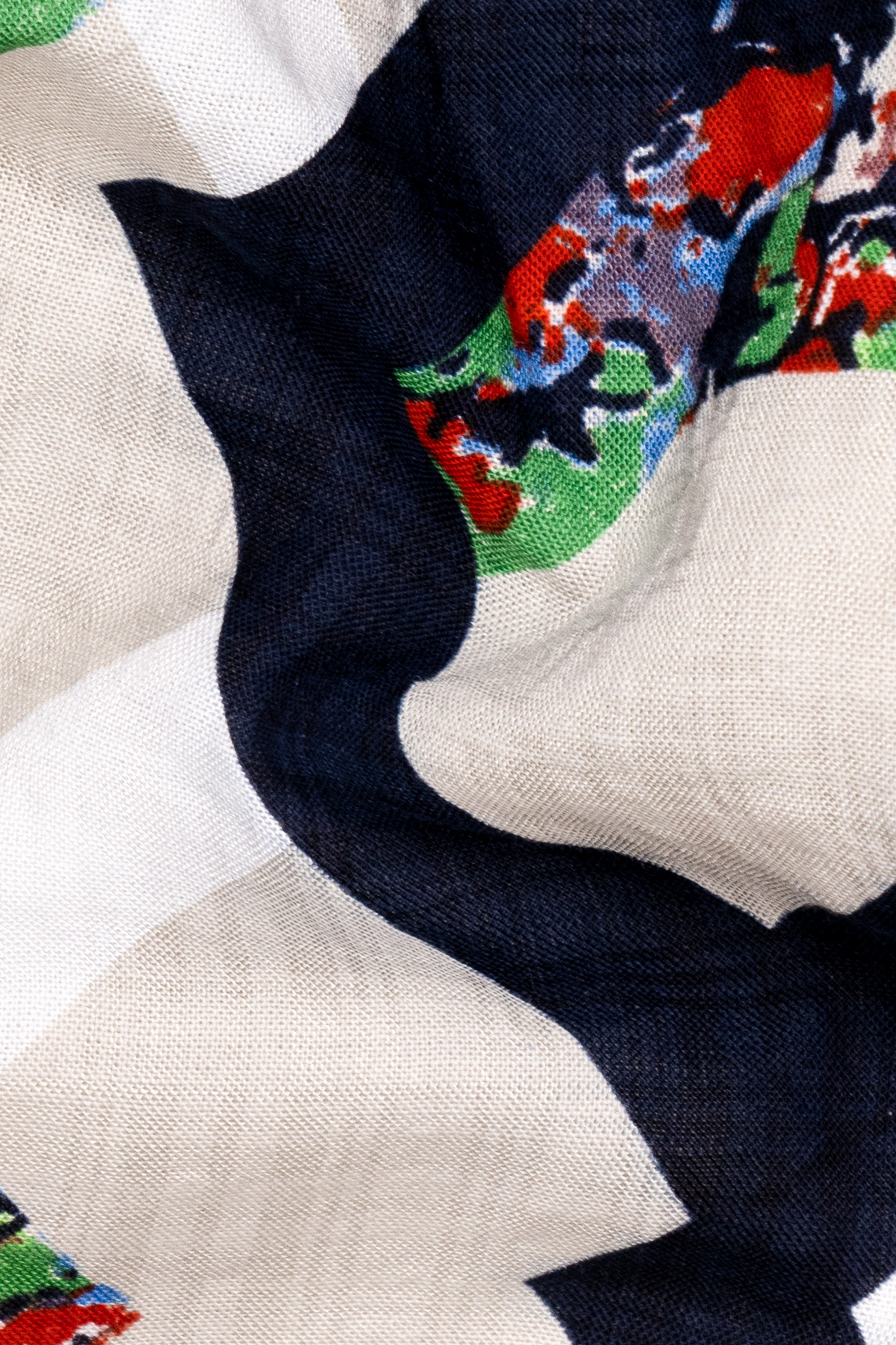 Westar Cream with Bastille Blue Funky Printed Lightweight Premium Cotton Oversized Shirt