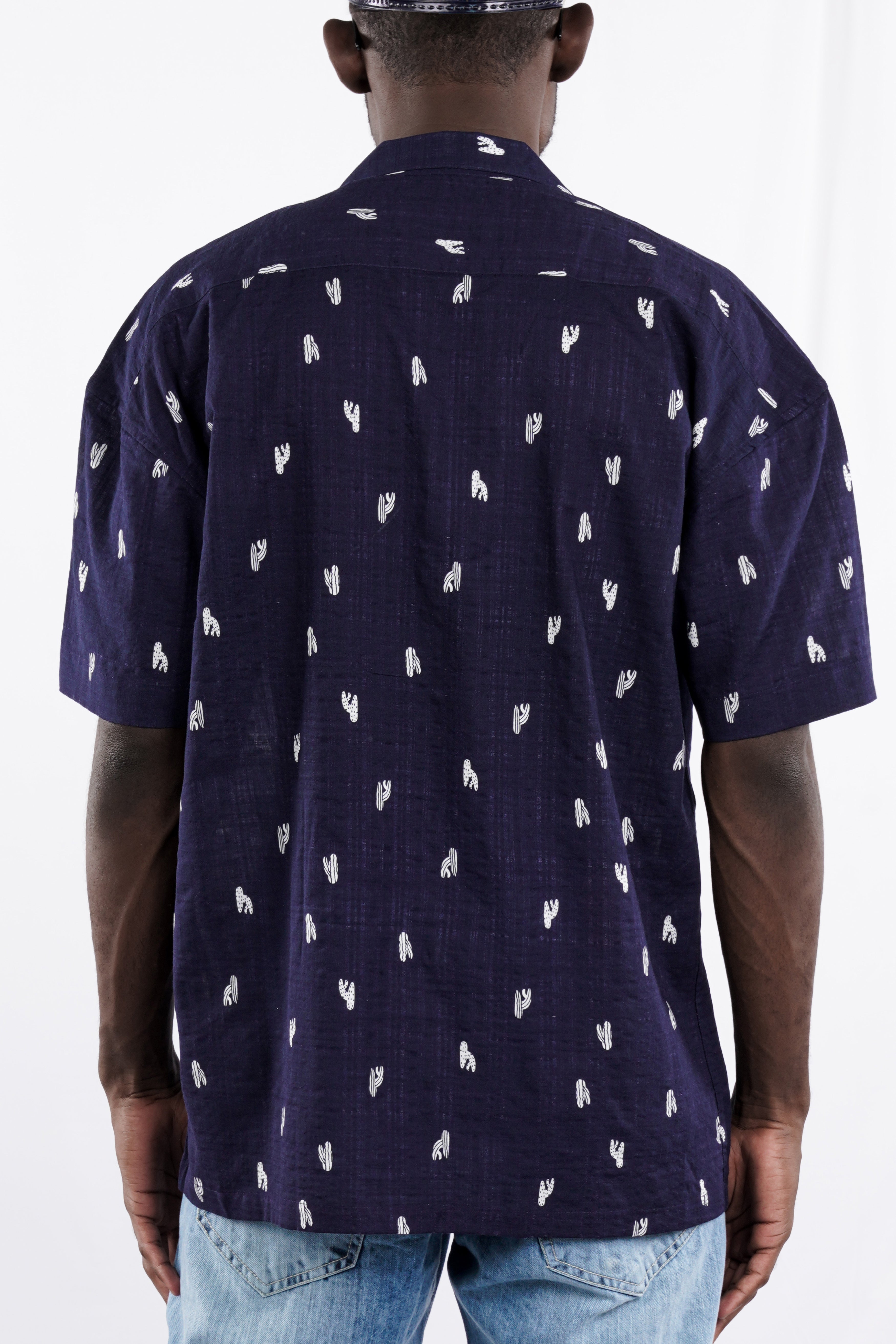Mirage Blue Printed Lightweight Premium Cotton Oversized Shirt