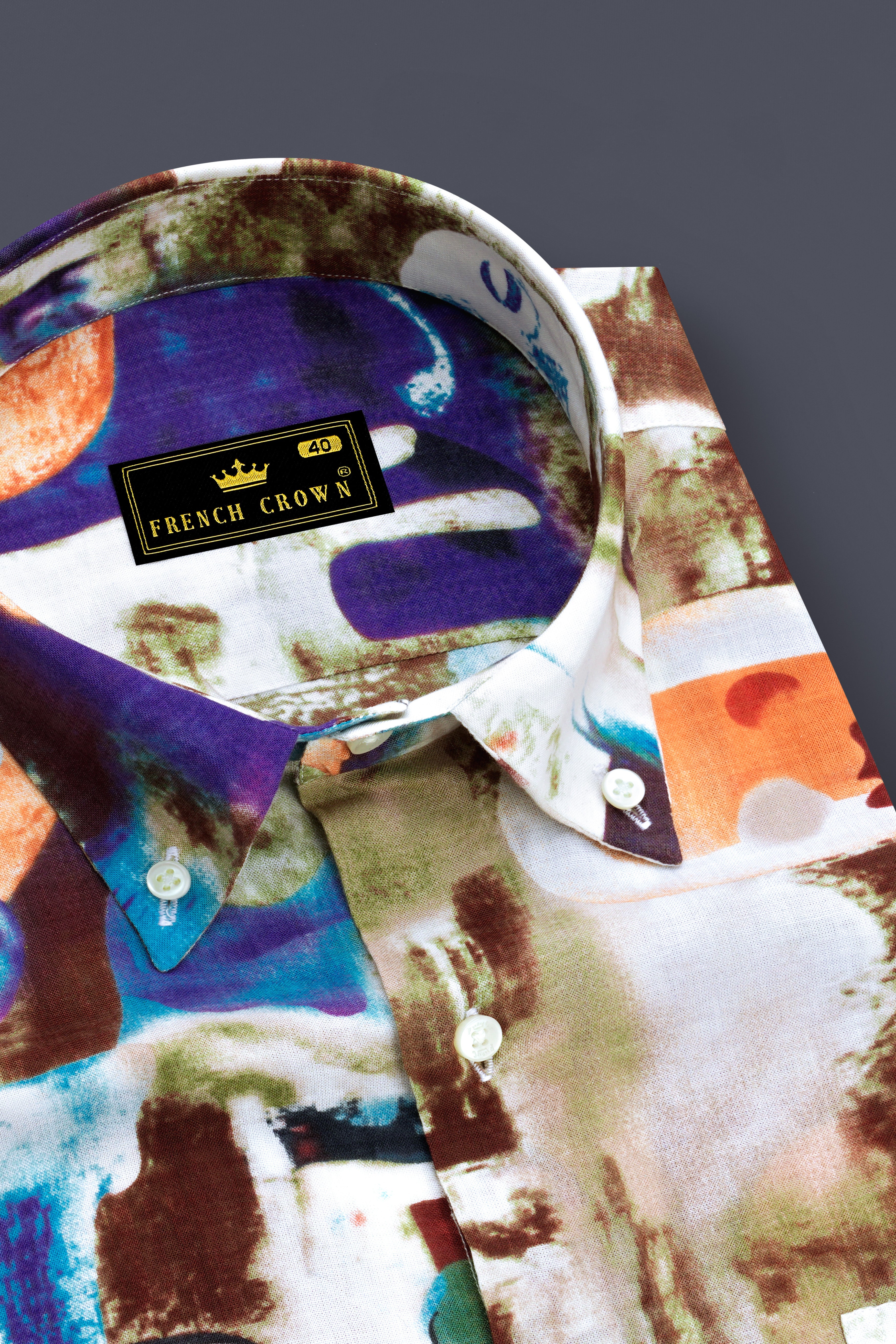 Bizarre Cream with Nutmeg Brown Funky Printed Lightweight Premium Cotton Oversized Shirt