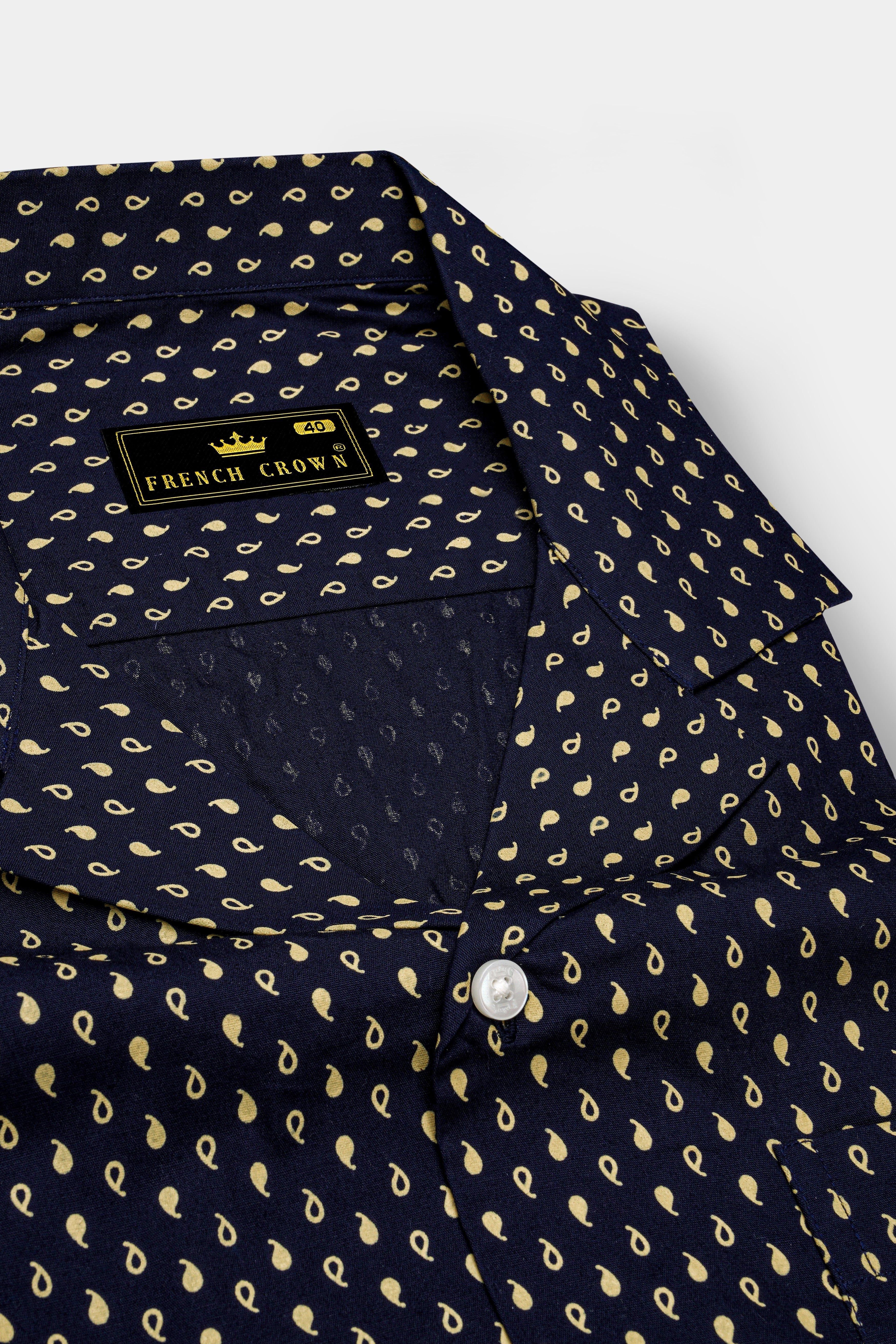 Ebony Clay Blue Printed Lightweight Premium Cotton Shirt