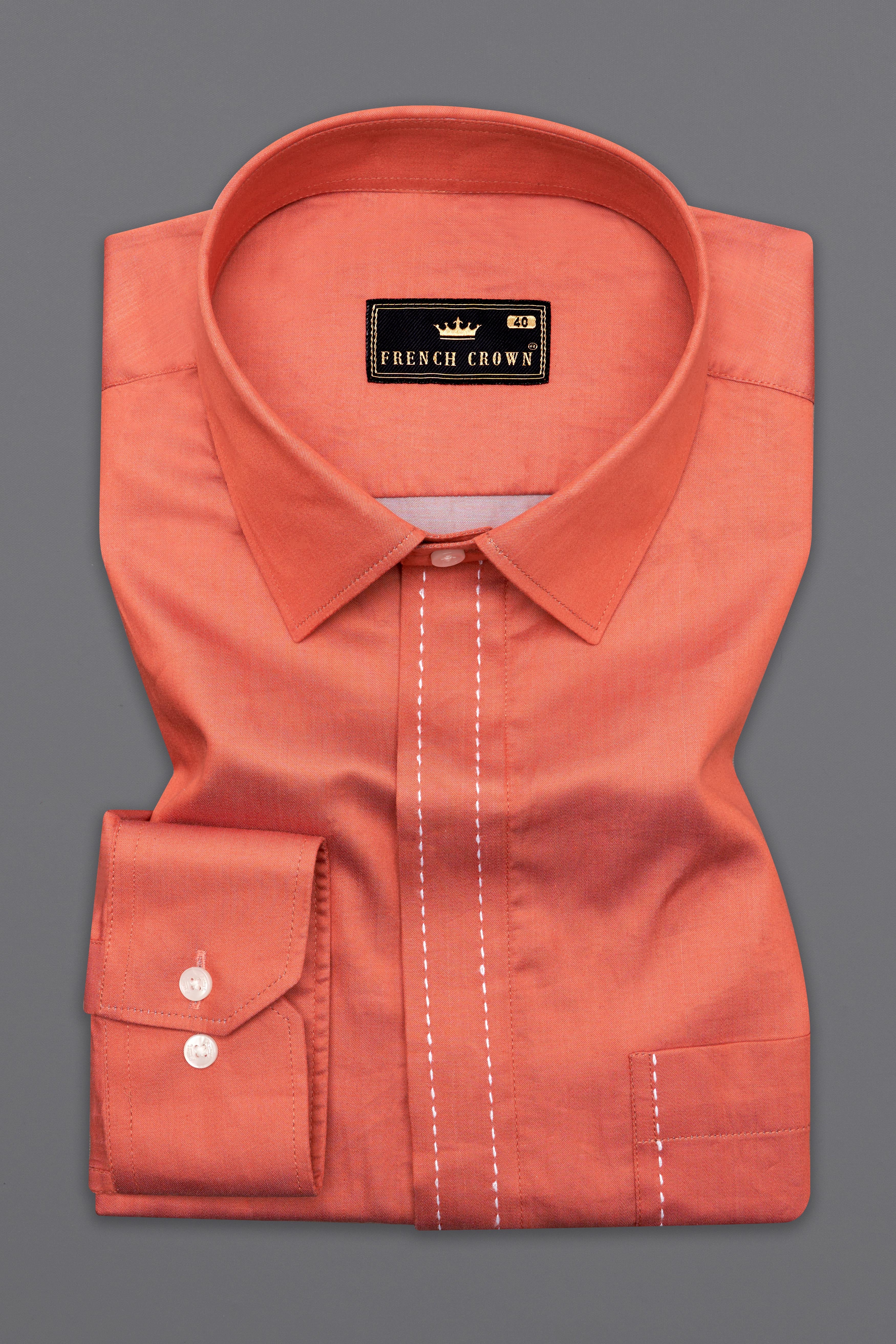 Japonica Peach Chambray Designer Shirt
