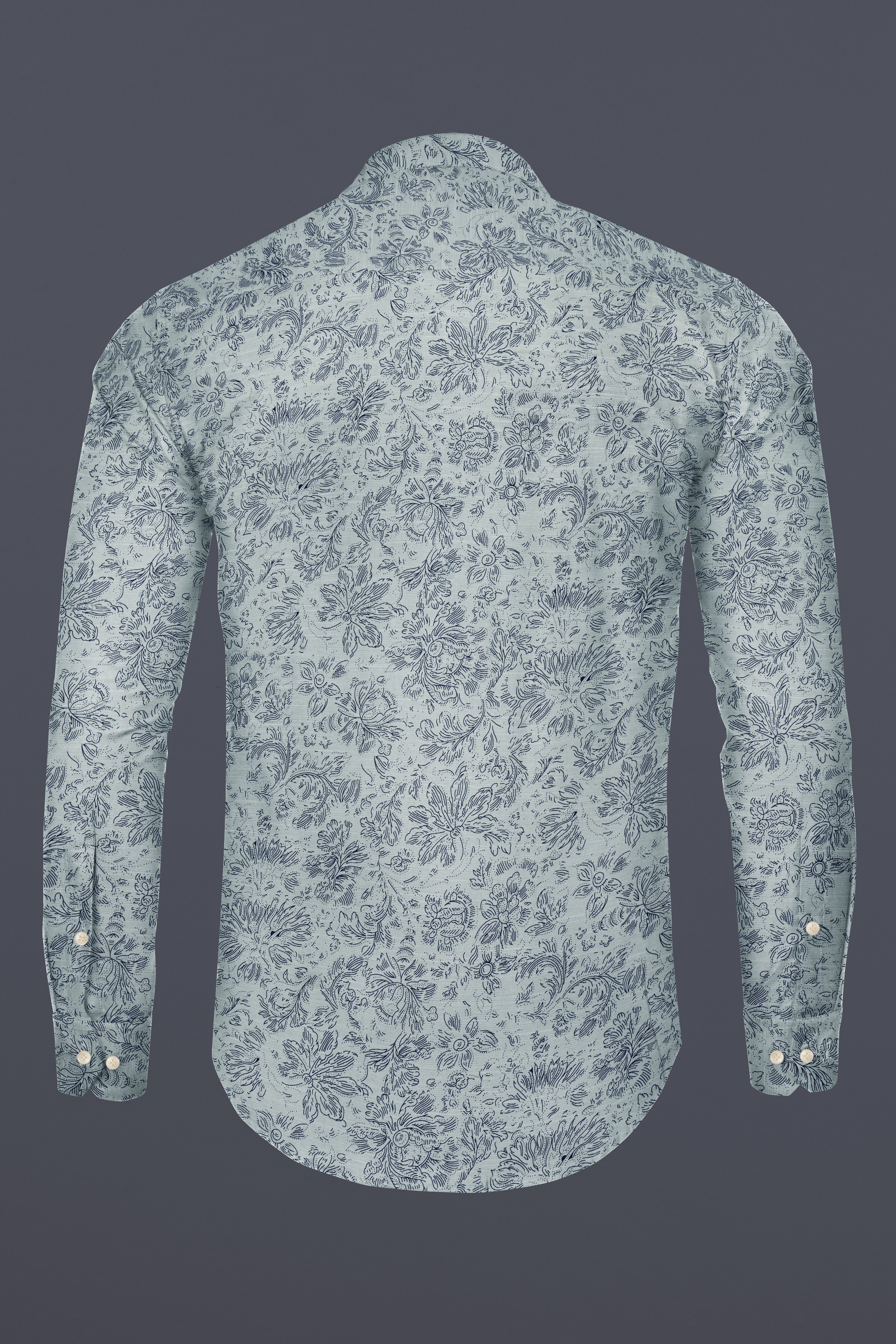 Conch Gray with Black Patch work Luxurious Linen Designer Shirt