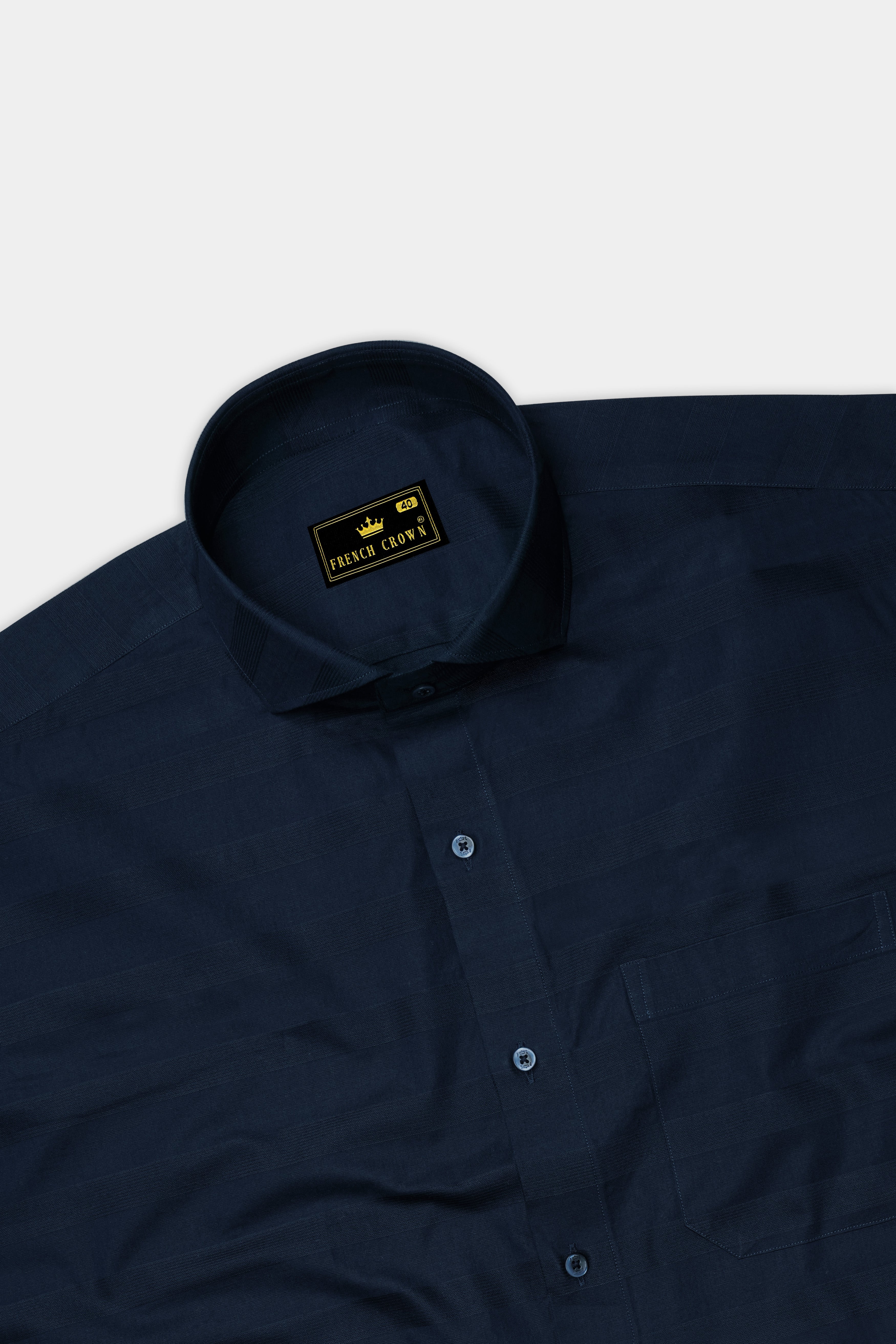 Ebony Clay Blue Dobby Textured Premium Giza Cotton Shirt