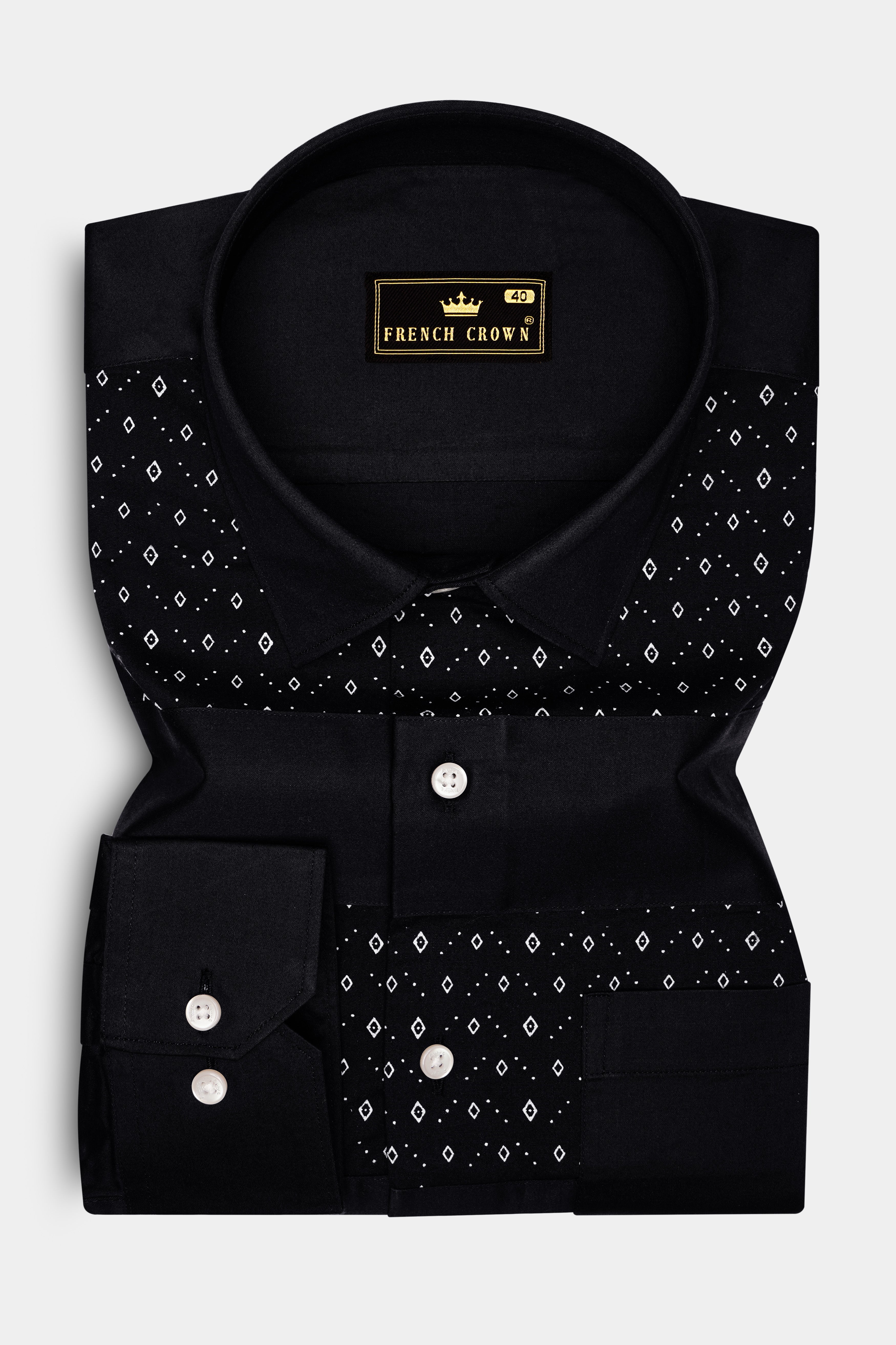 Jade Black and White Printed Super Soft Premium Cotton Designer Shirt