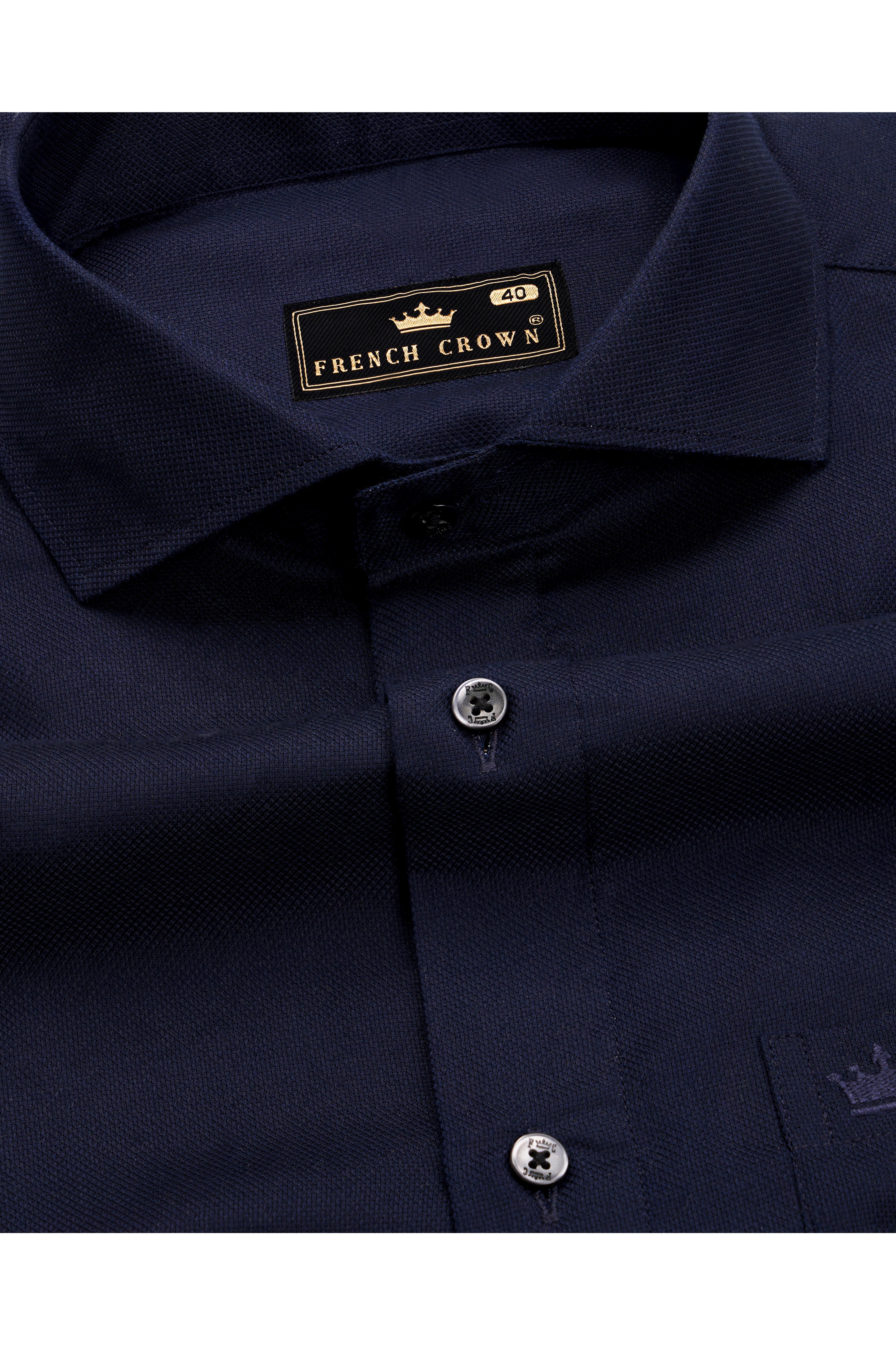 Cinder Blue Dobby Textured Premium Giza Cotton Shirt