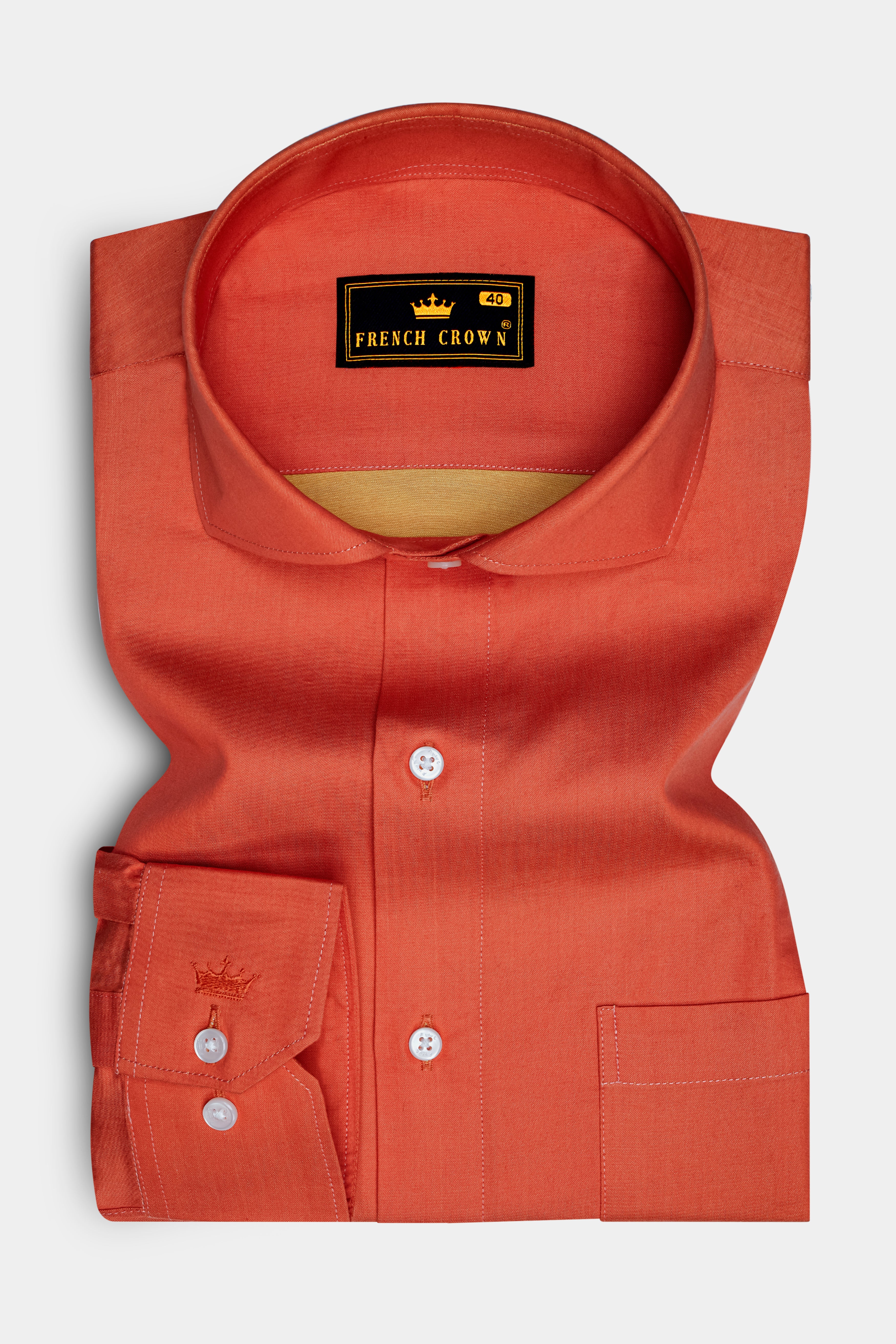Terracotta Orange Two Tone Chambray Shirt