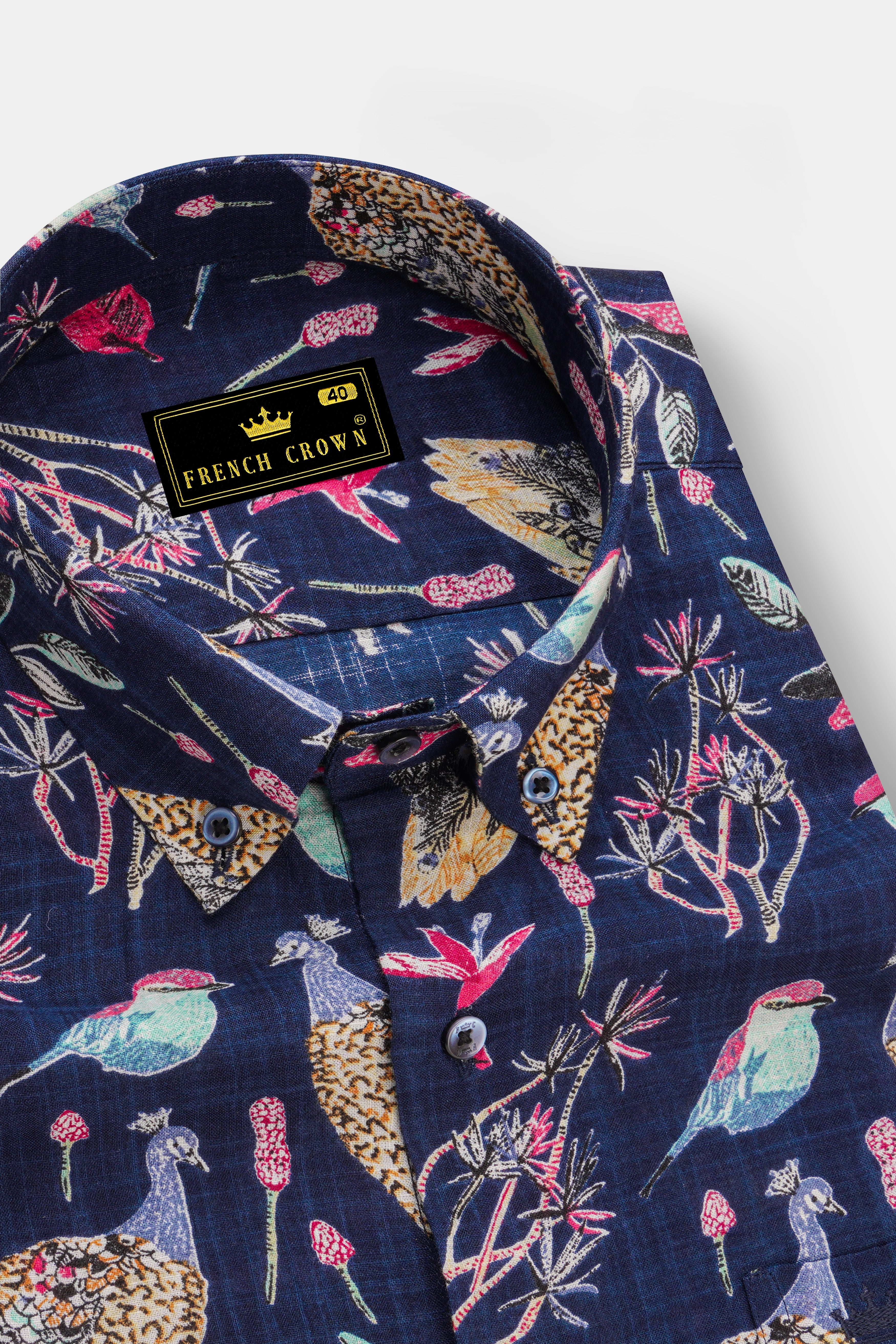 Haiti Blue Peacock Printed Lightweight Premium Cotton Oversized Shirt