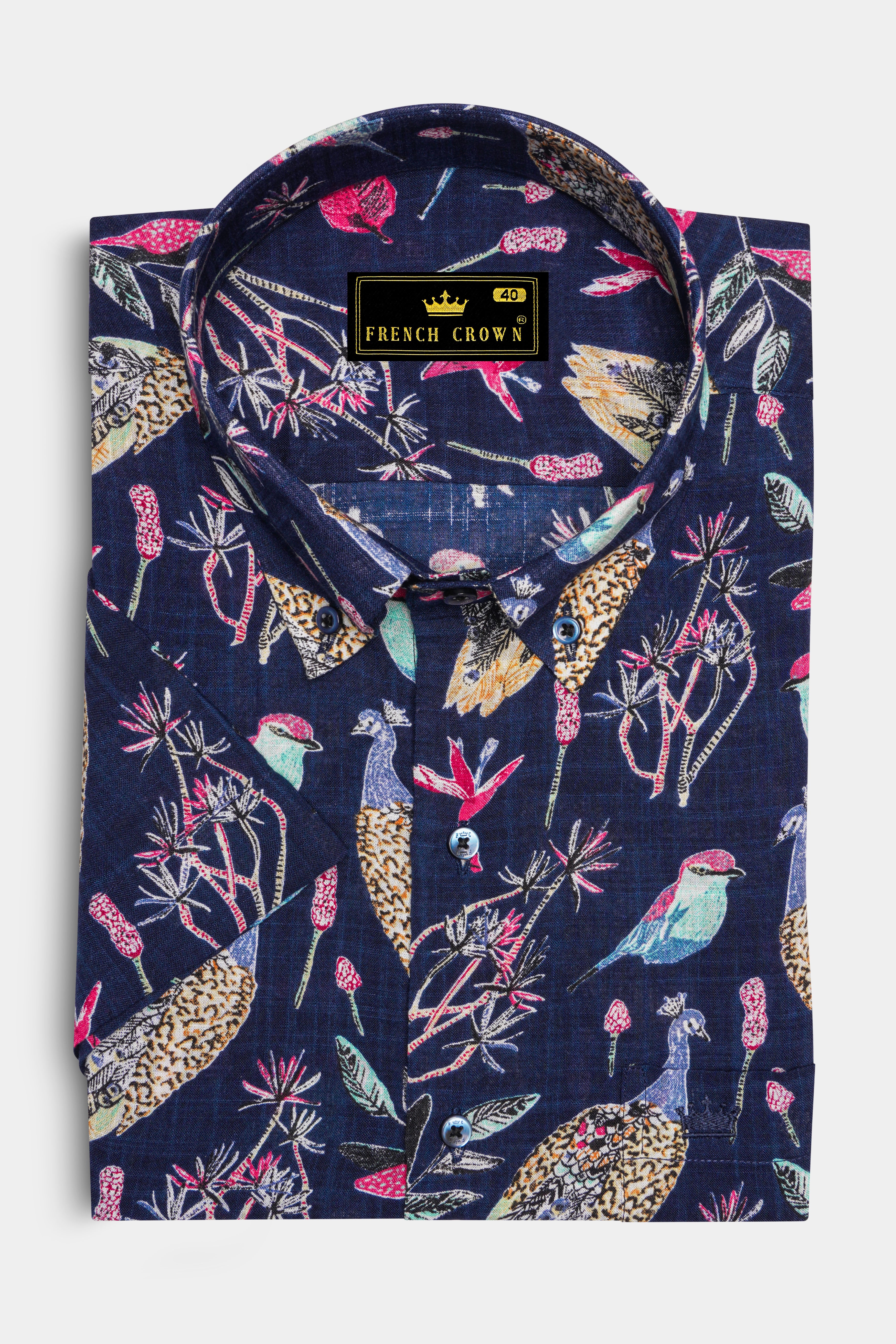 Haiti Blue Peacock Printed Lightweight Premium Cotton Oversized Shirt