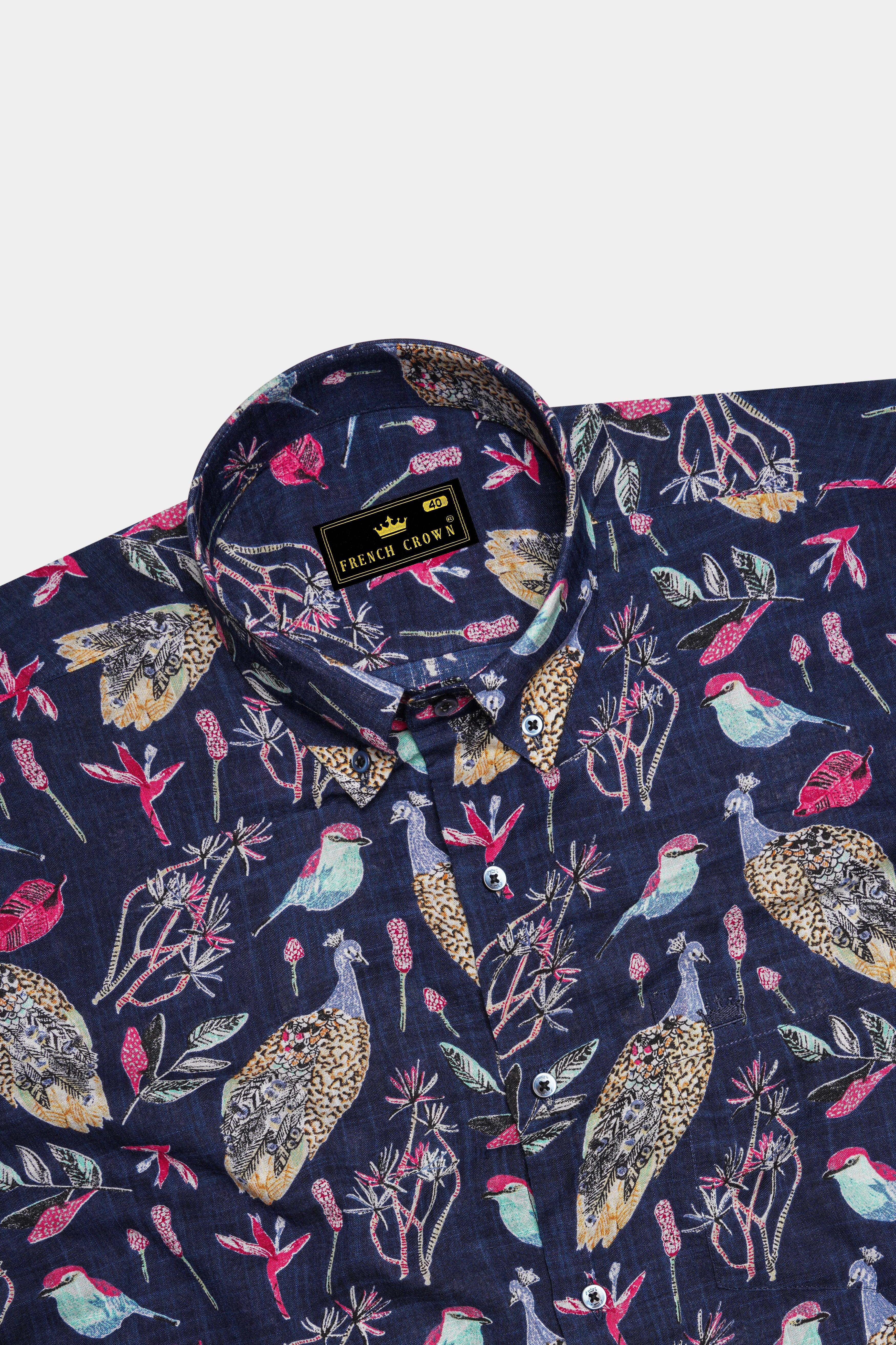 Haiti Blue Peacock Printed Lightweight Premium Cotton Oversized Shirt