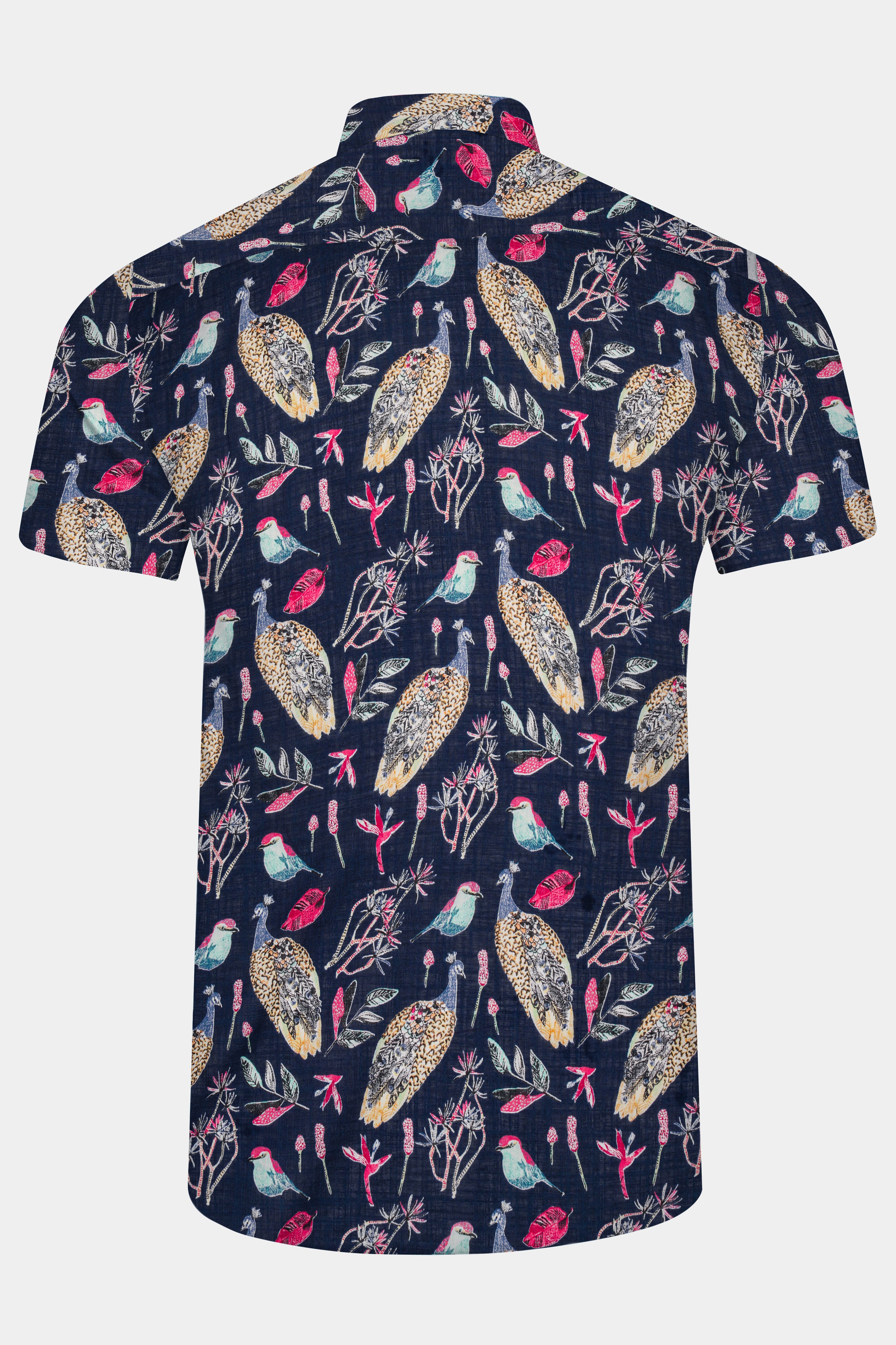 Haiti Blue Peacock Printed Lightweight Premium Cotton Oversized Shirt