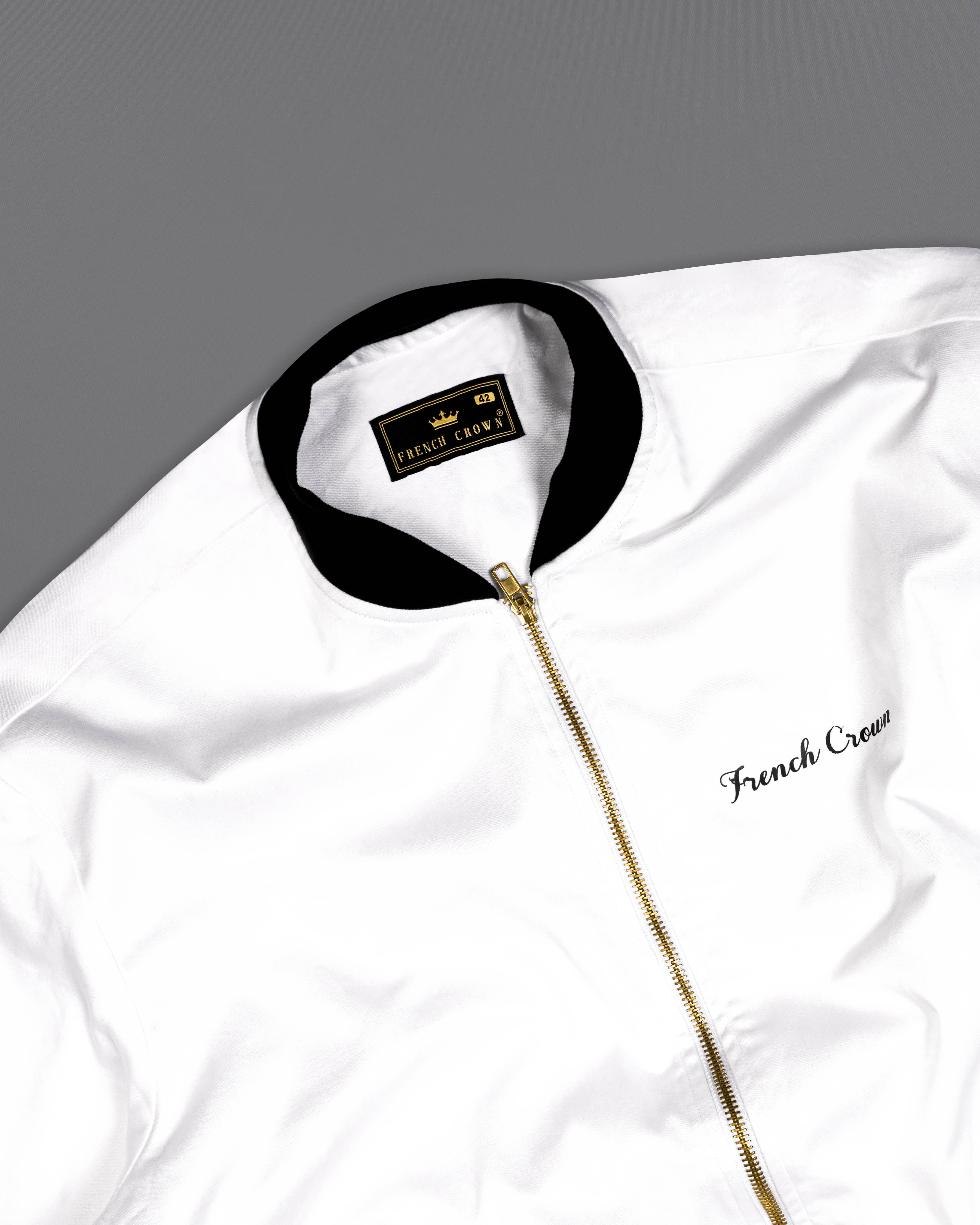 Bright White and Black Printed Premium Cotton Signature Bomber Jacket 10114-BJ-RPRT033-38, 10114-BJ-RPRT033-39, 10114-BJ-RPRT033-40, 10114-BJ-RPRT033-42, 10114-BJ-RPRT033-44, 10114-BJ-RPRT033-46, 10114-BJ-RPRT033-48, 10114-BJ-RPRT033-50, 10114-BJ-RPRT033-52