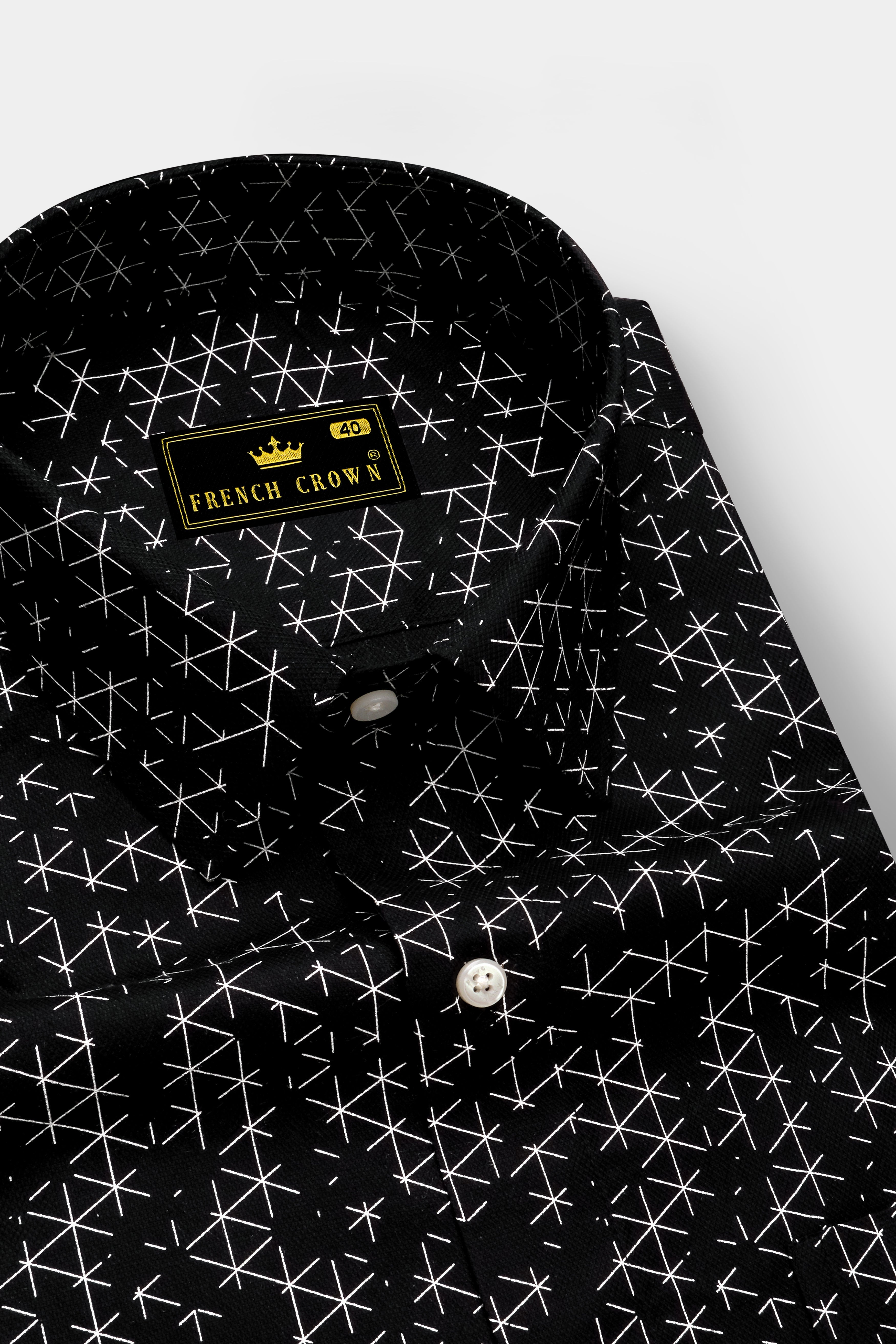 Jade Black and White Dobby Textured Premium Giza Cotton Shirt