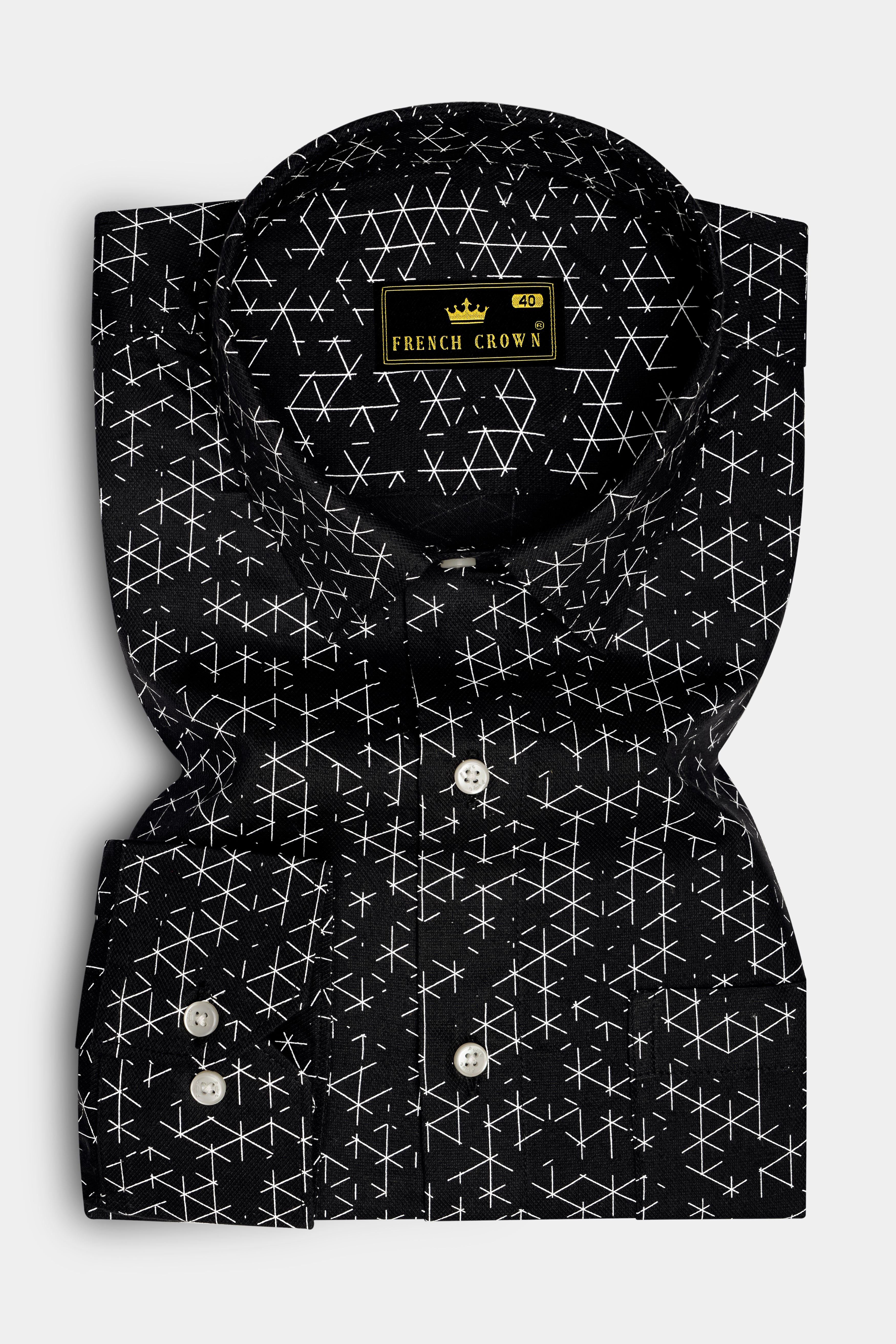 Jade Black and White Dobby Textured Premium Giza Cotton Shirt