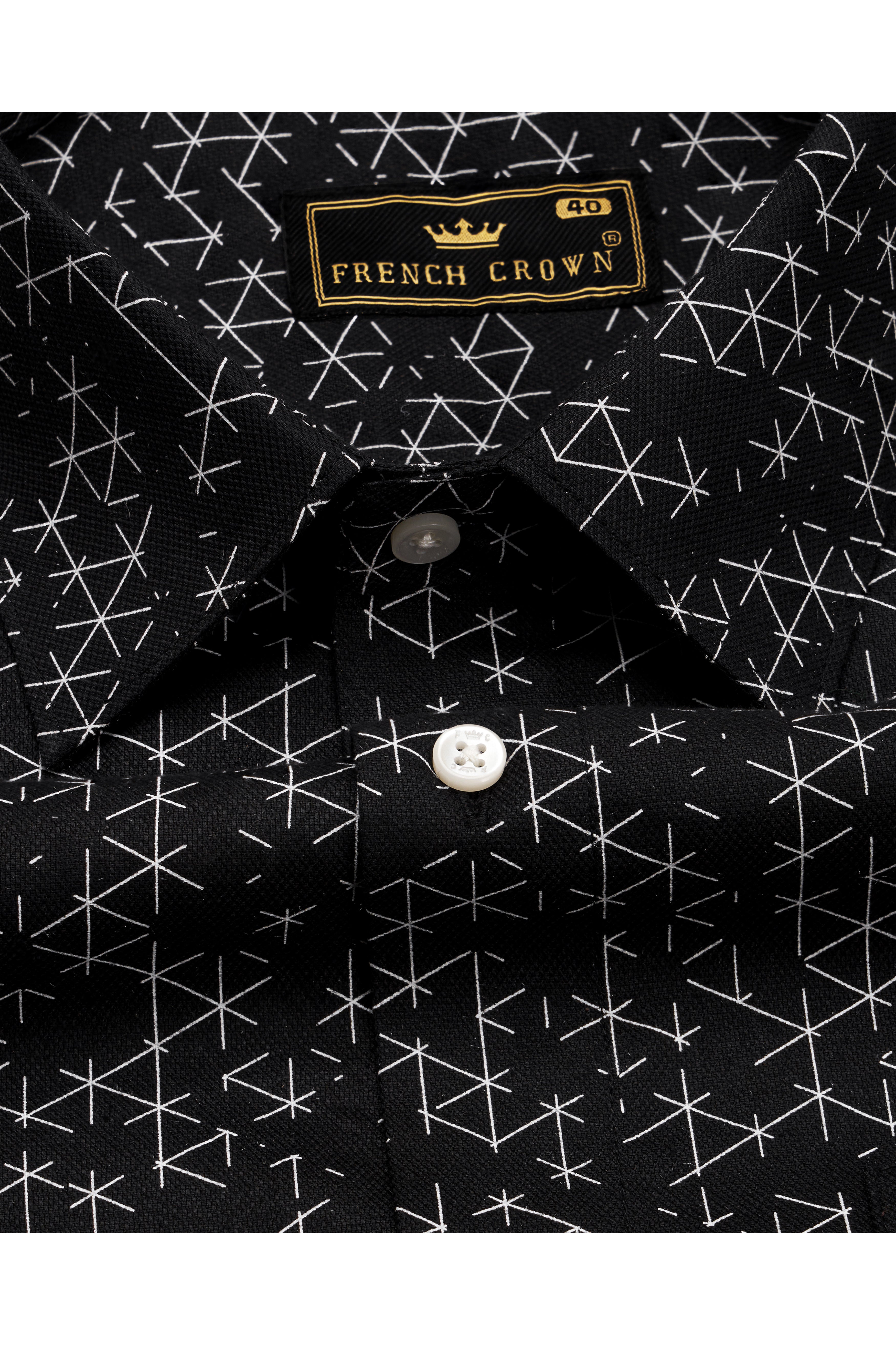 Jade Black and White Dobby Textured Premium Giza Cotton Shirt