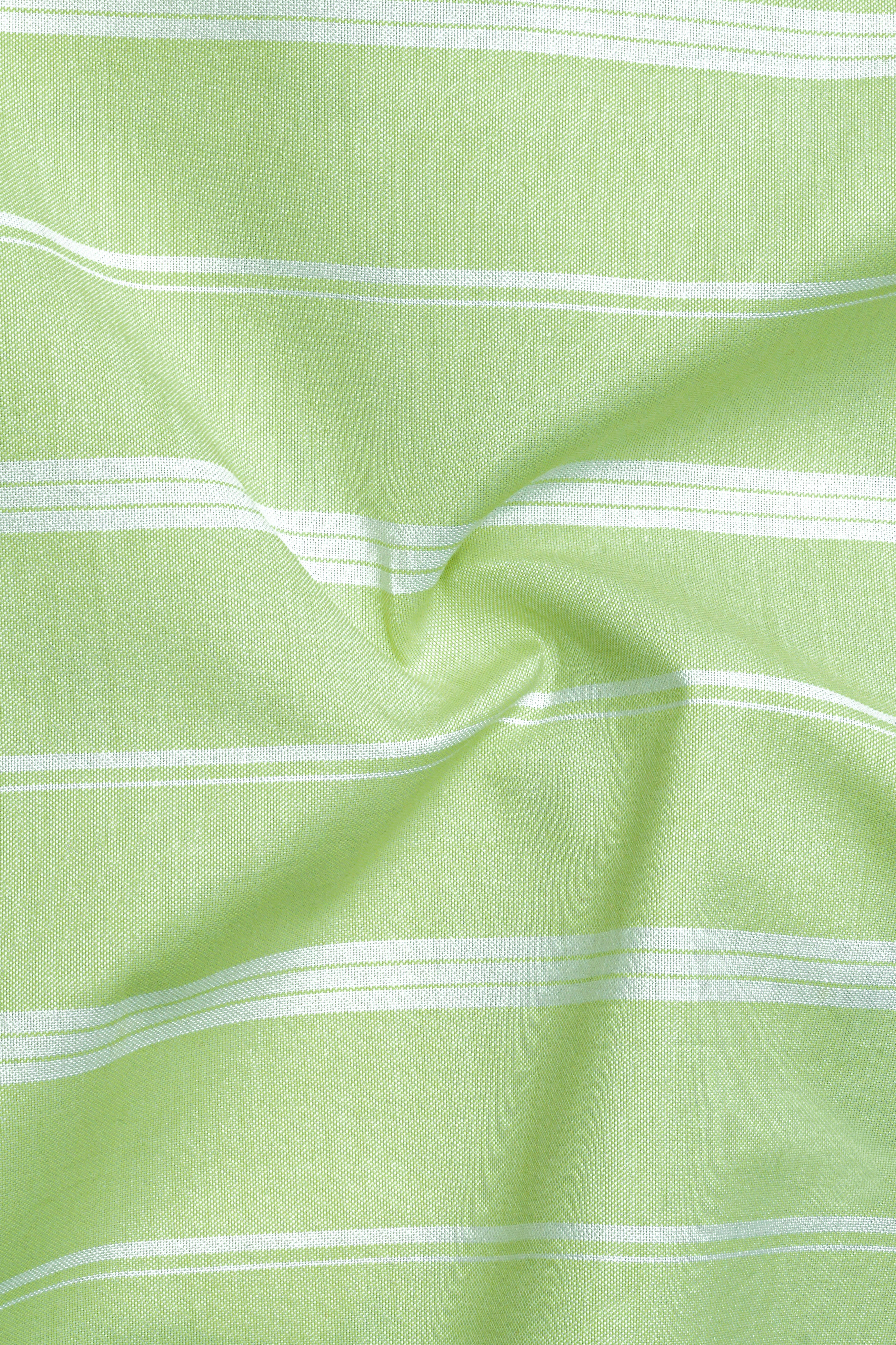 Sprout Green and White Striped Royal Oxford Shirt