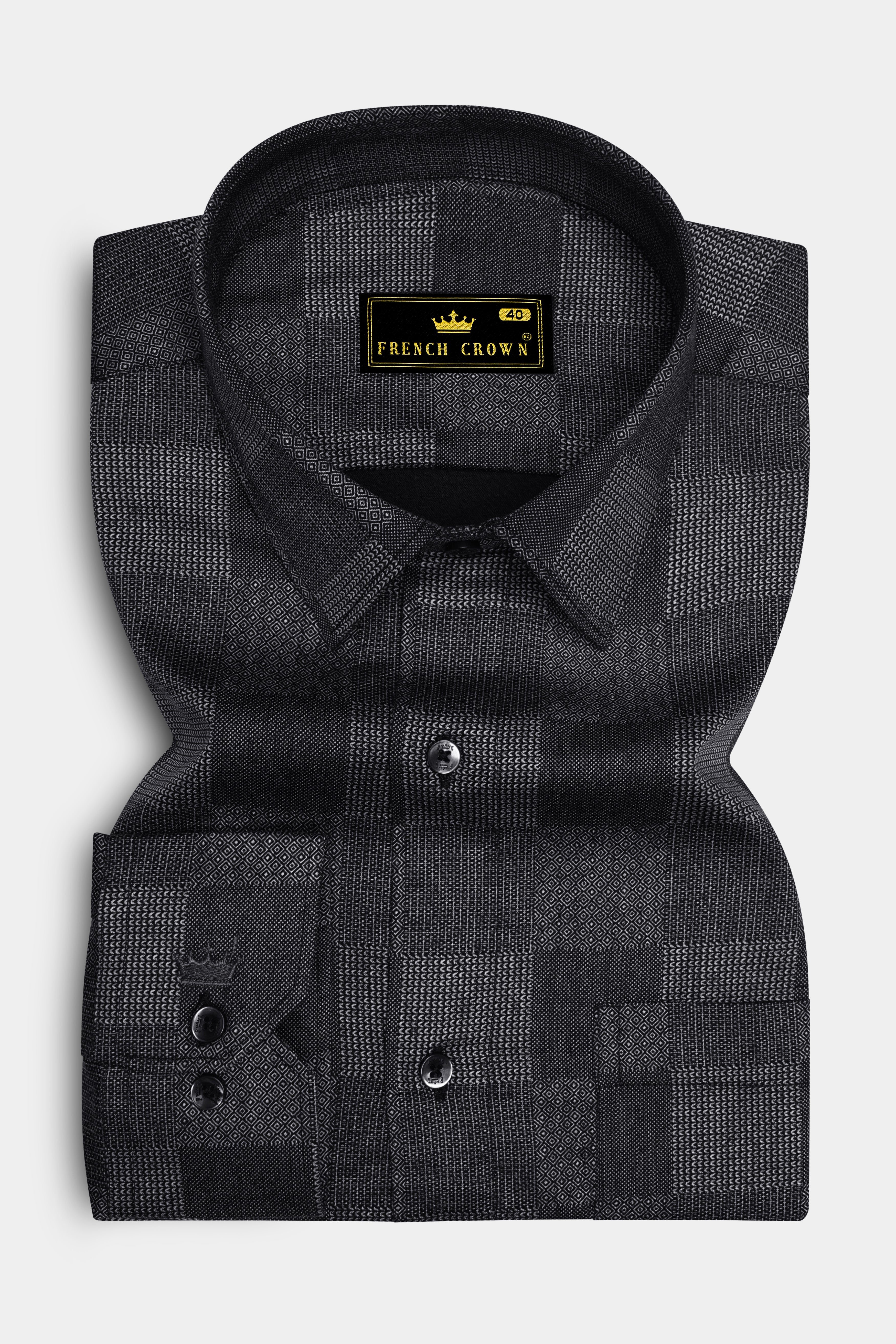 Vampire and Swan Gray Square Printed Super Soft Premium Cotton Shirt