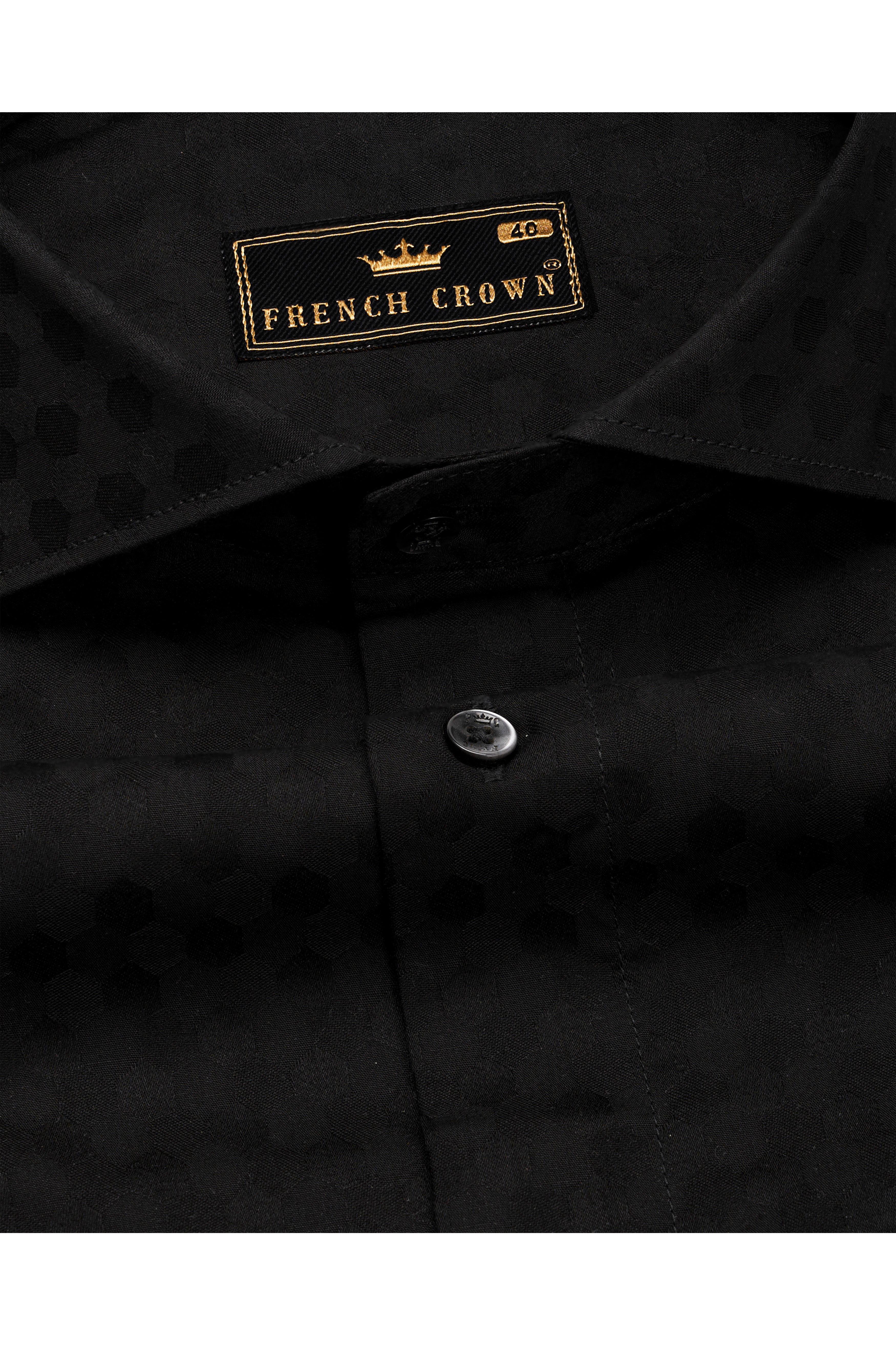 Jade Black Jacquard Textured Premium Giza Cotton Shirt 10154-CA-BLK-38, 10154-CA-BLK-H-38, 10154-CA-BLK-39, 10154-CA-BLK-H-39, 10154-CA-BLK-40, 10154-CA-BLK-H-40, 10154-CA-BLK-42, 10154-CA-BLK-H-42, 10154-CA-BLK-44, 10154-CA-BLK-H-44, 10154-CA-BLK-46, 10154-CA-BLK-H-46, 10154-CA-BLK-48, 10154-CA-BLK-H-48, 10154-CA-BLK-50, 10154-CA-BLK-H-50, 10154-CA-BLK-52, 10154-CA-BLK-H-52