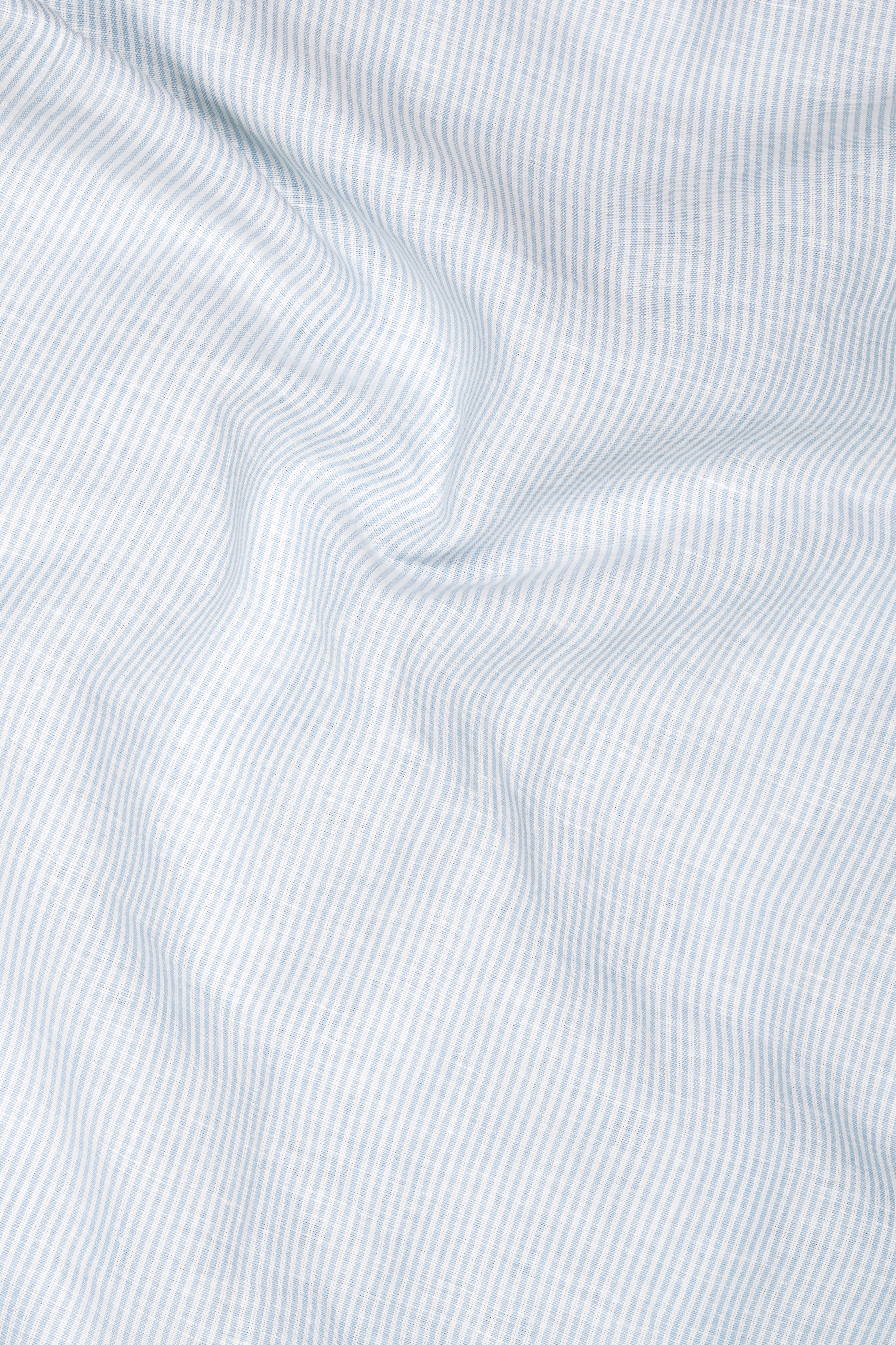 Periwinkle Blue and White Pinstriped Luxurious Linen Shirt