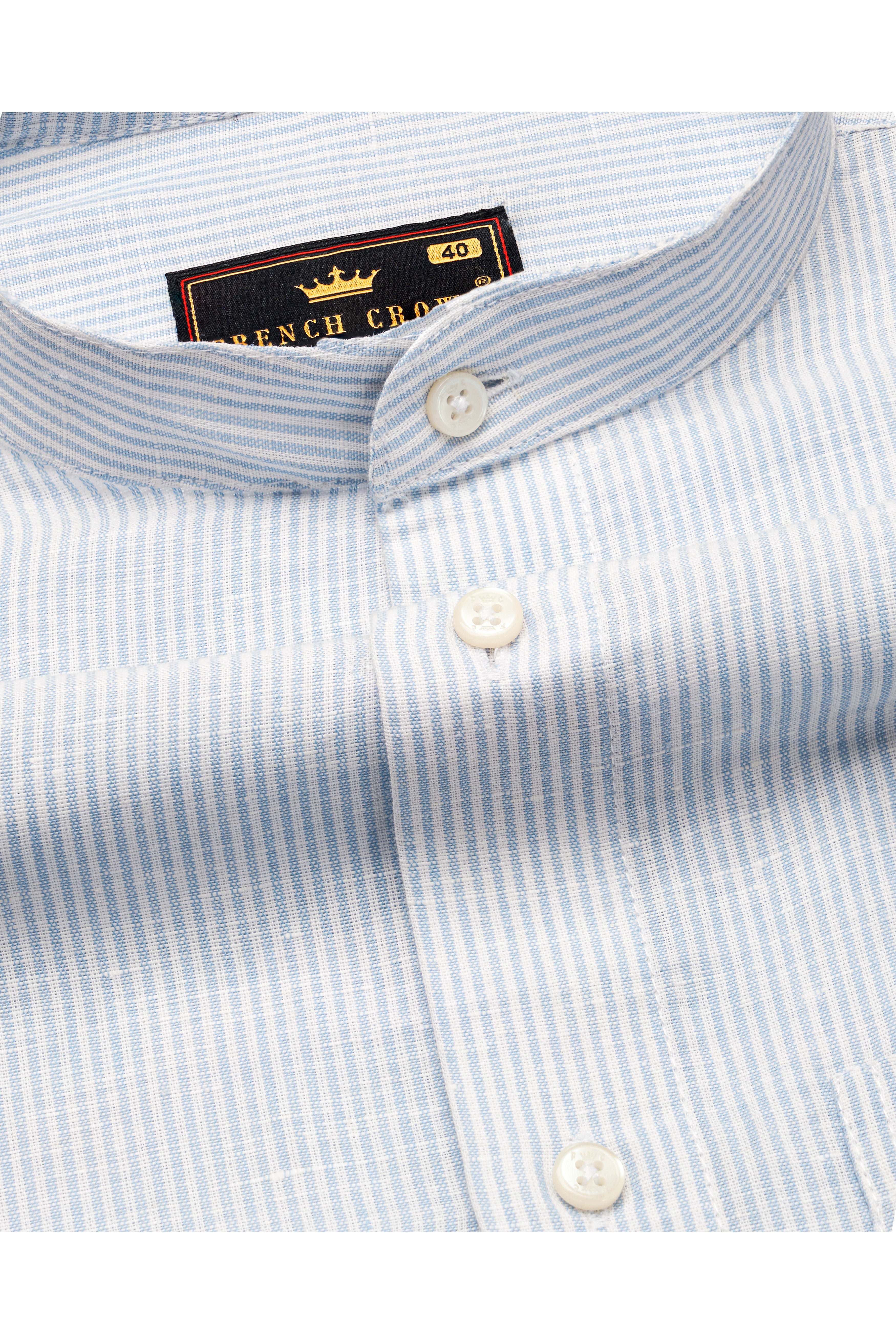 Periwinkle Blue and White Pinstriped Luxurious Linen Shirt