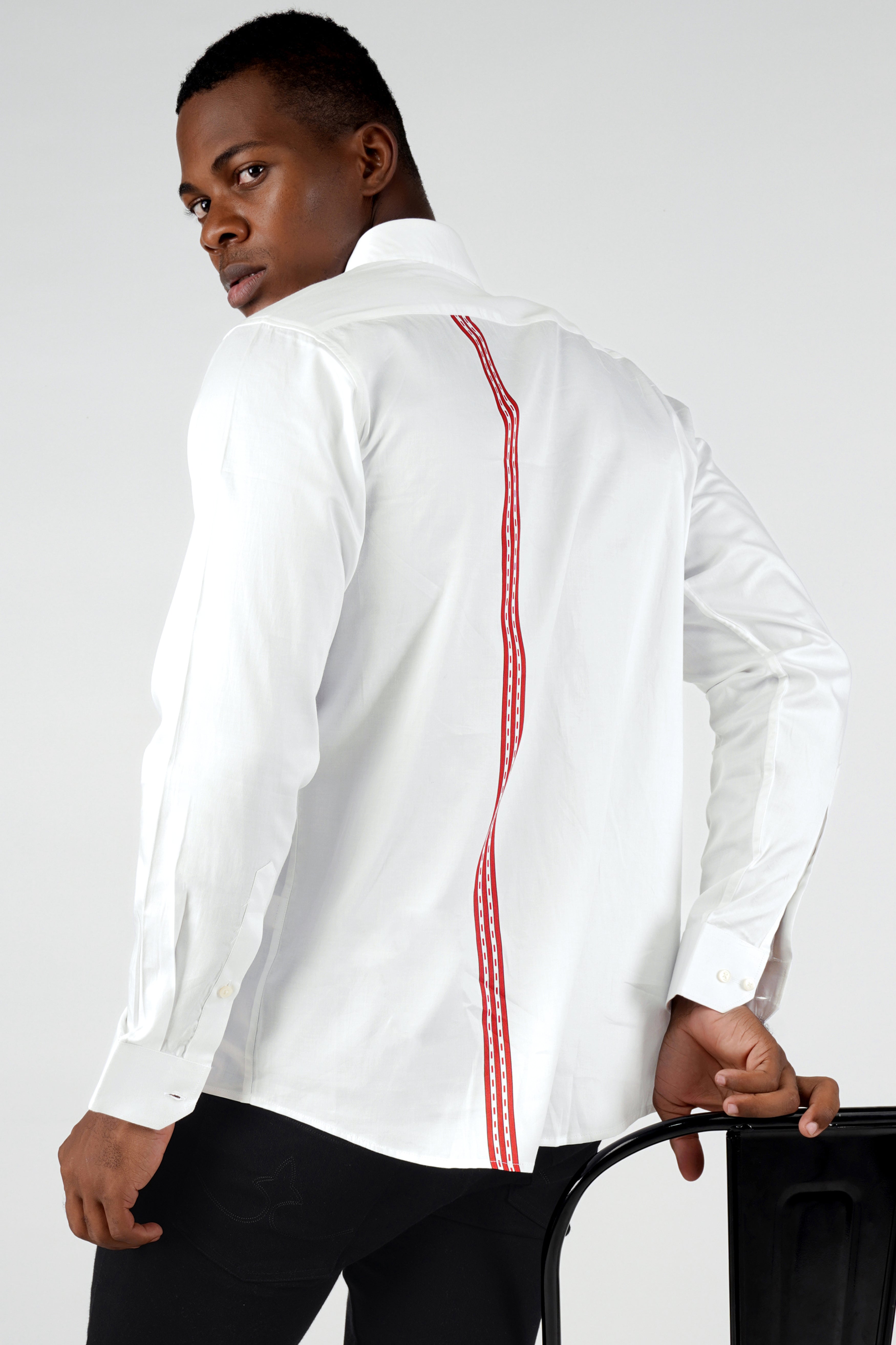 Bright White with Thunderbird Red Printed Super Soft Premium Cotton Shirt