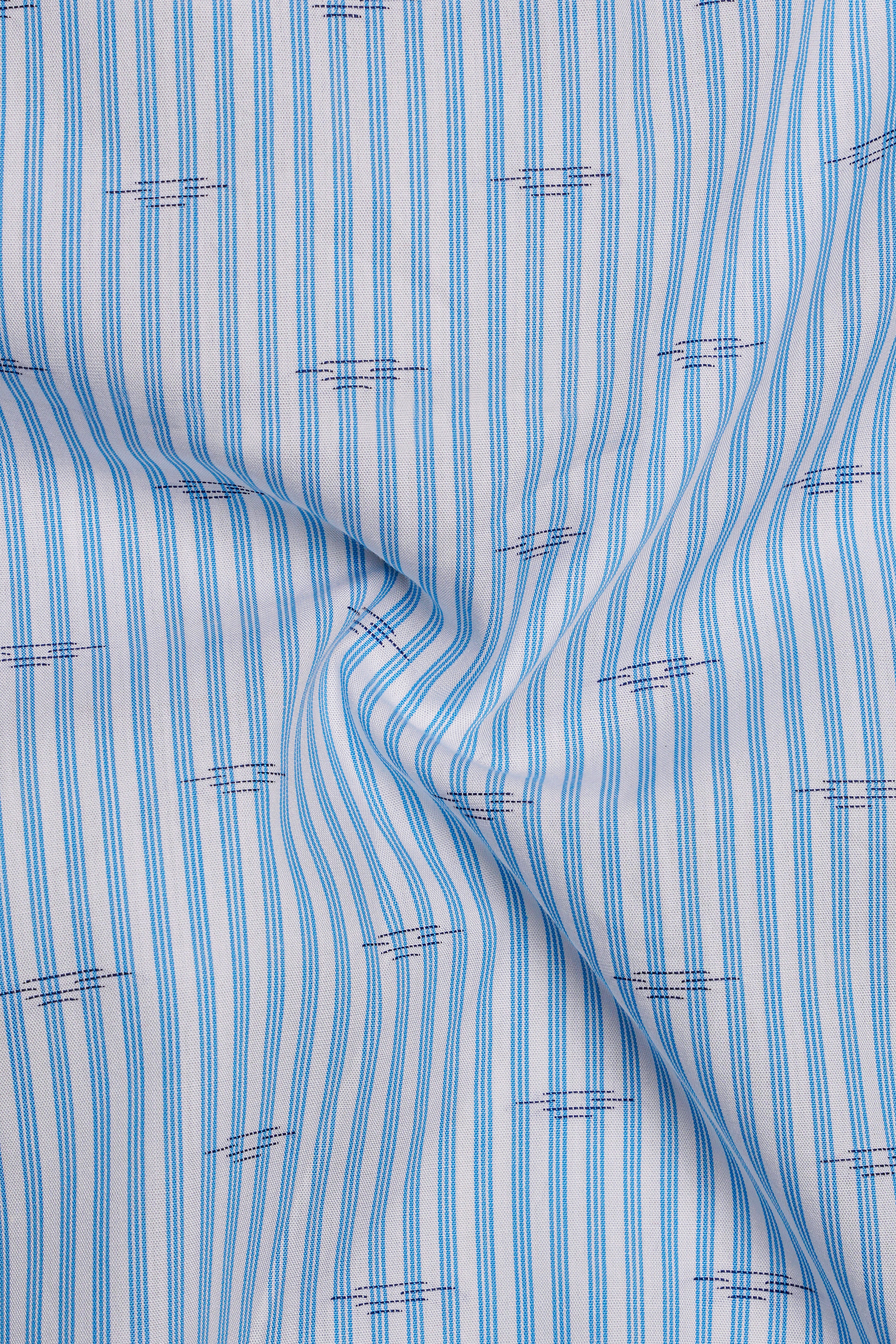 Carolina Sky Blue Striped Premium Cotton Kurta Shirt