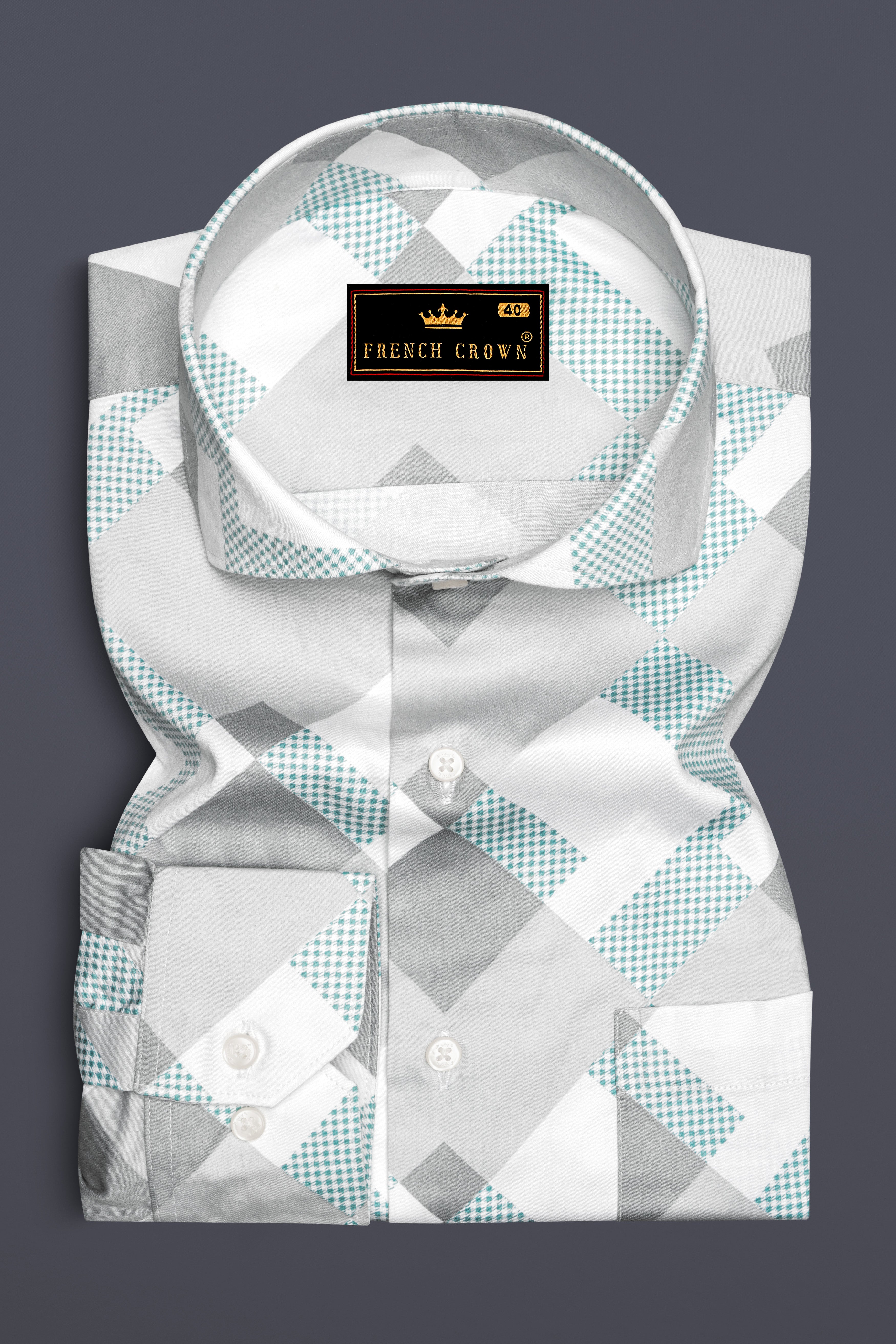 Mountain Mist Gray and White Printed Super Soft Premium Cotton Shirt