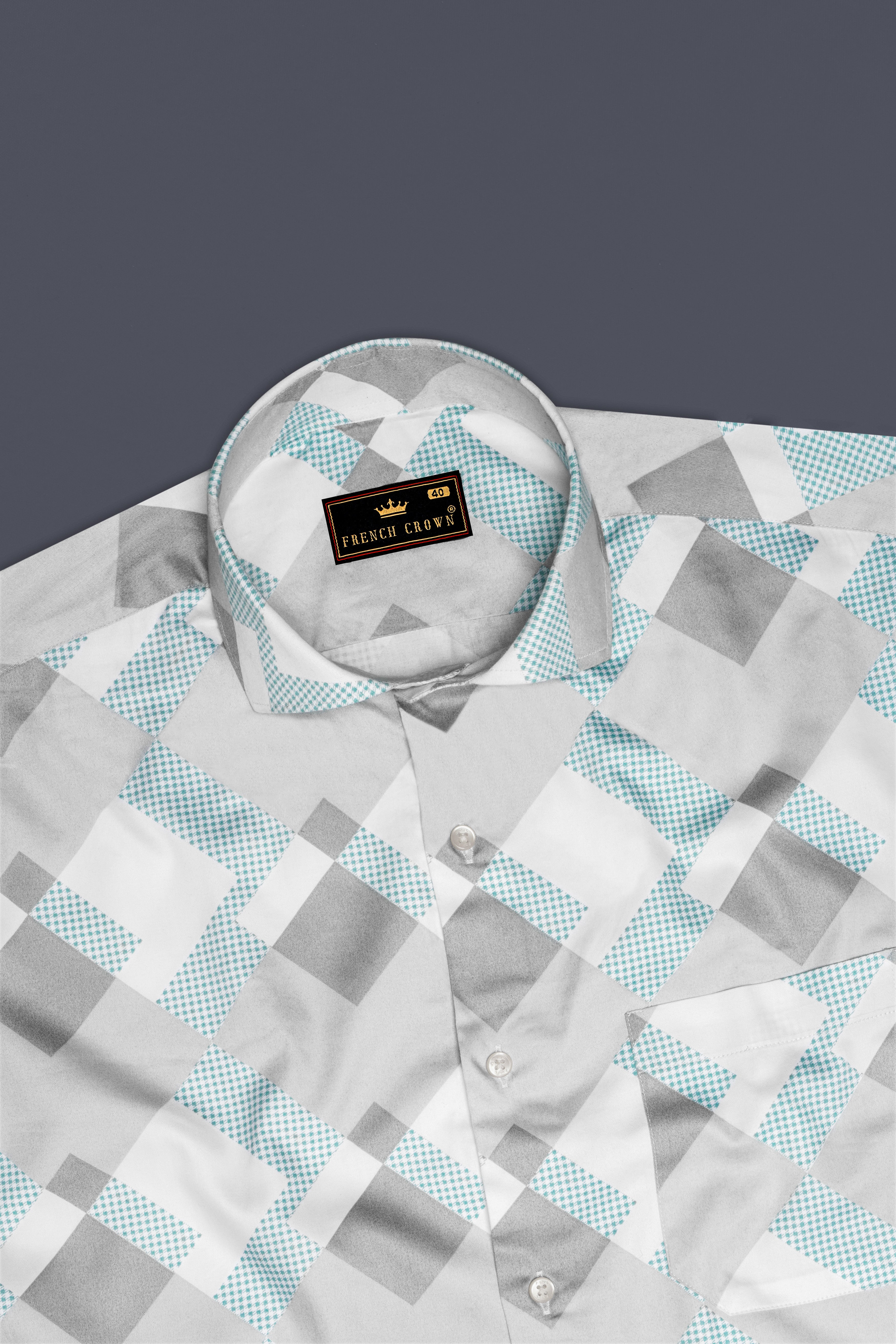 Mountain Mist Gray and White Printed Super Soft Premium Cotton Shirt