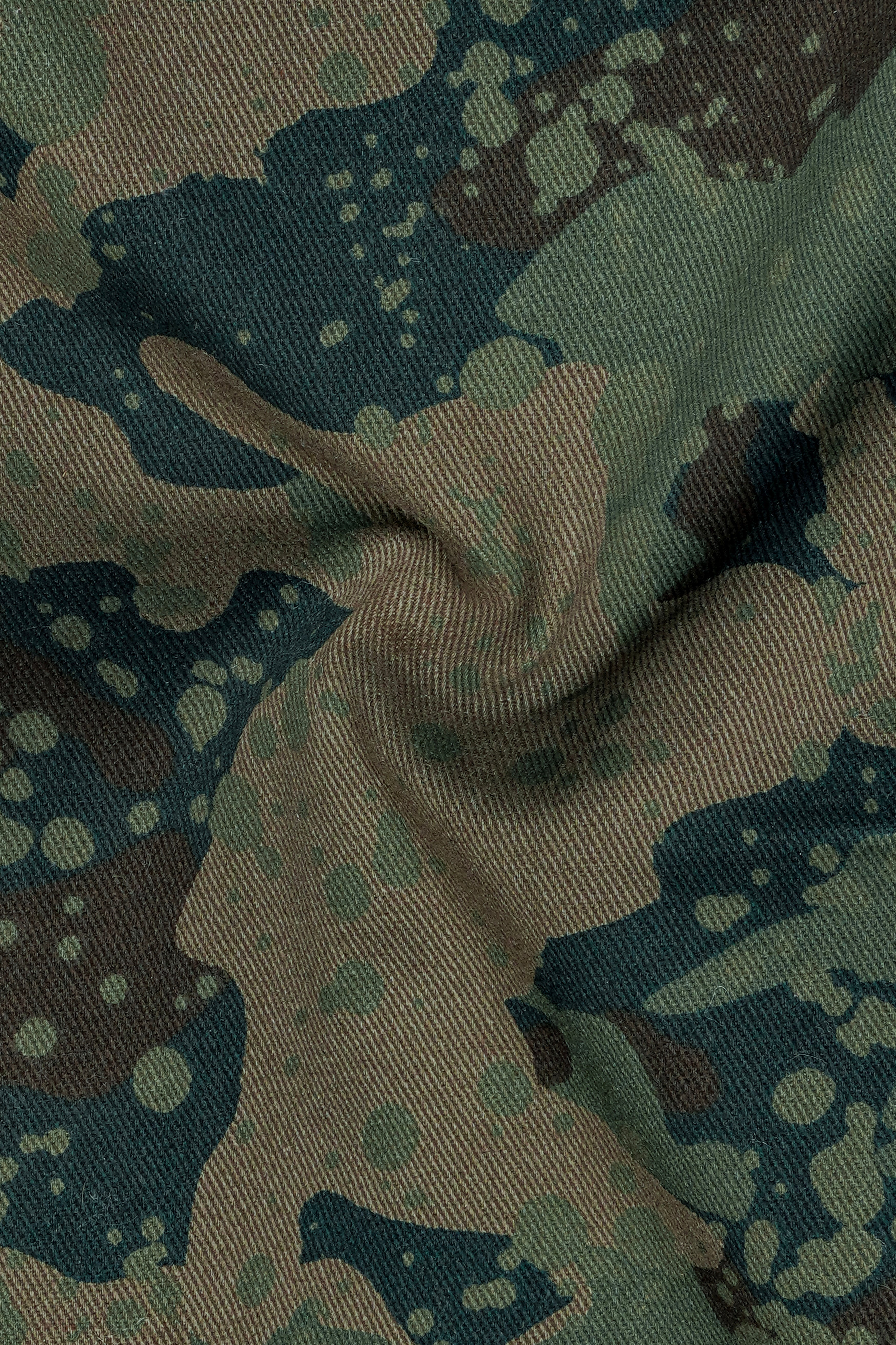 Wenge Brown with Lunar Green Camouflage Twill Premium Cotton Designer Shirt