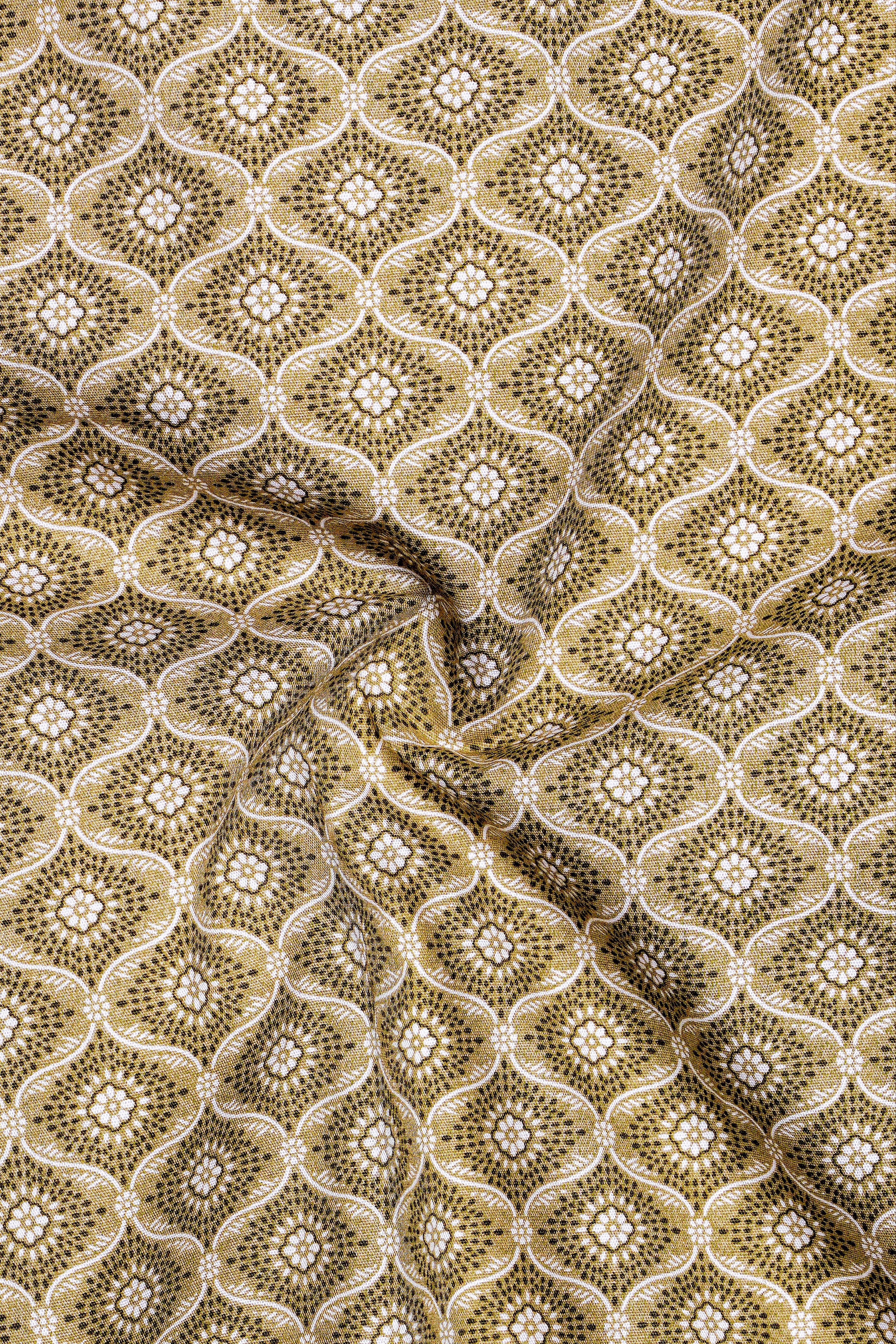 Creek Brown and White Printed Premium Cotton Shirt