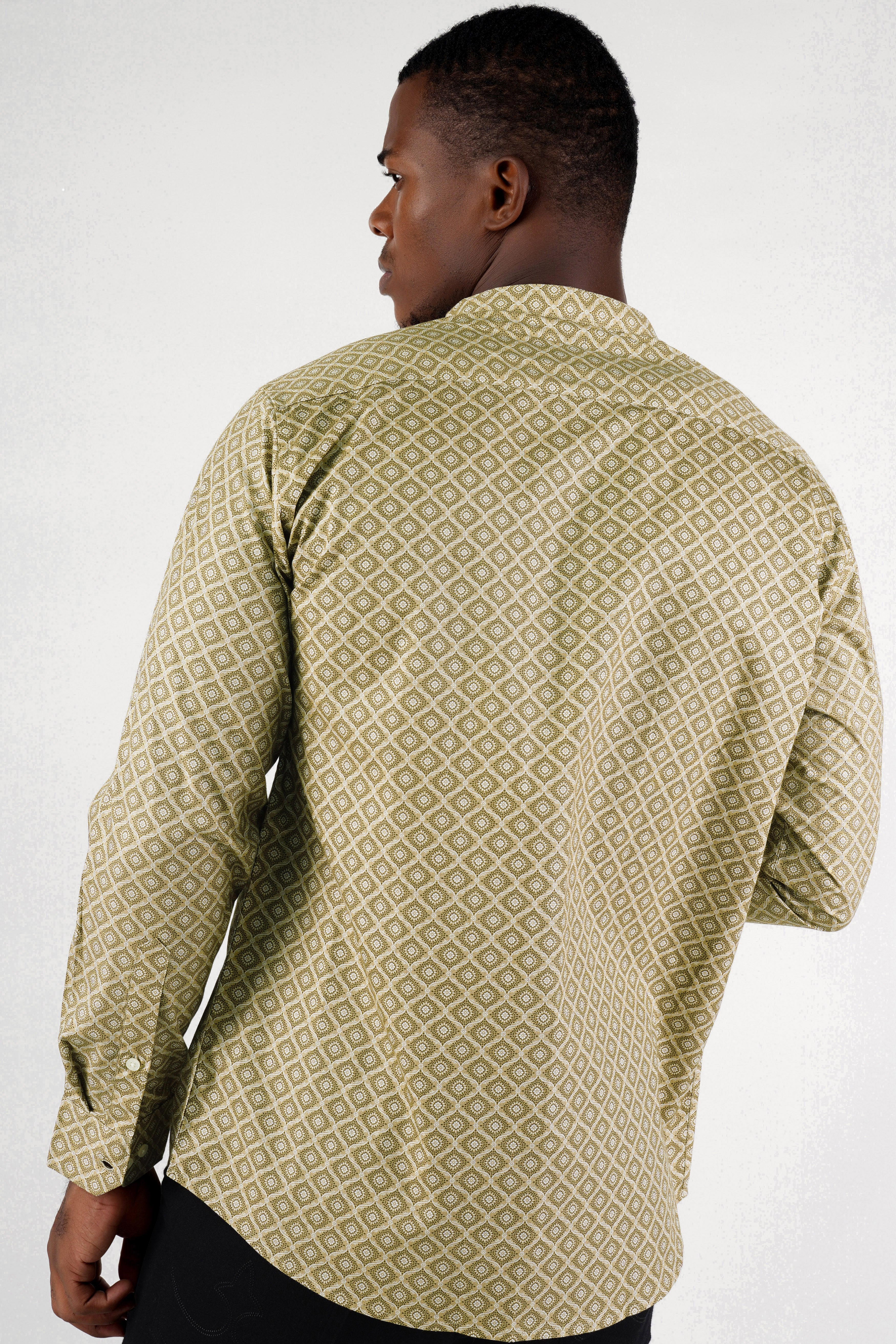 Creek Brown and White Printed Premium Cotton Shirt