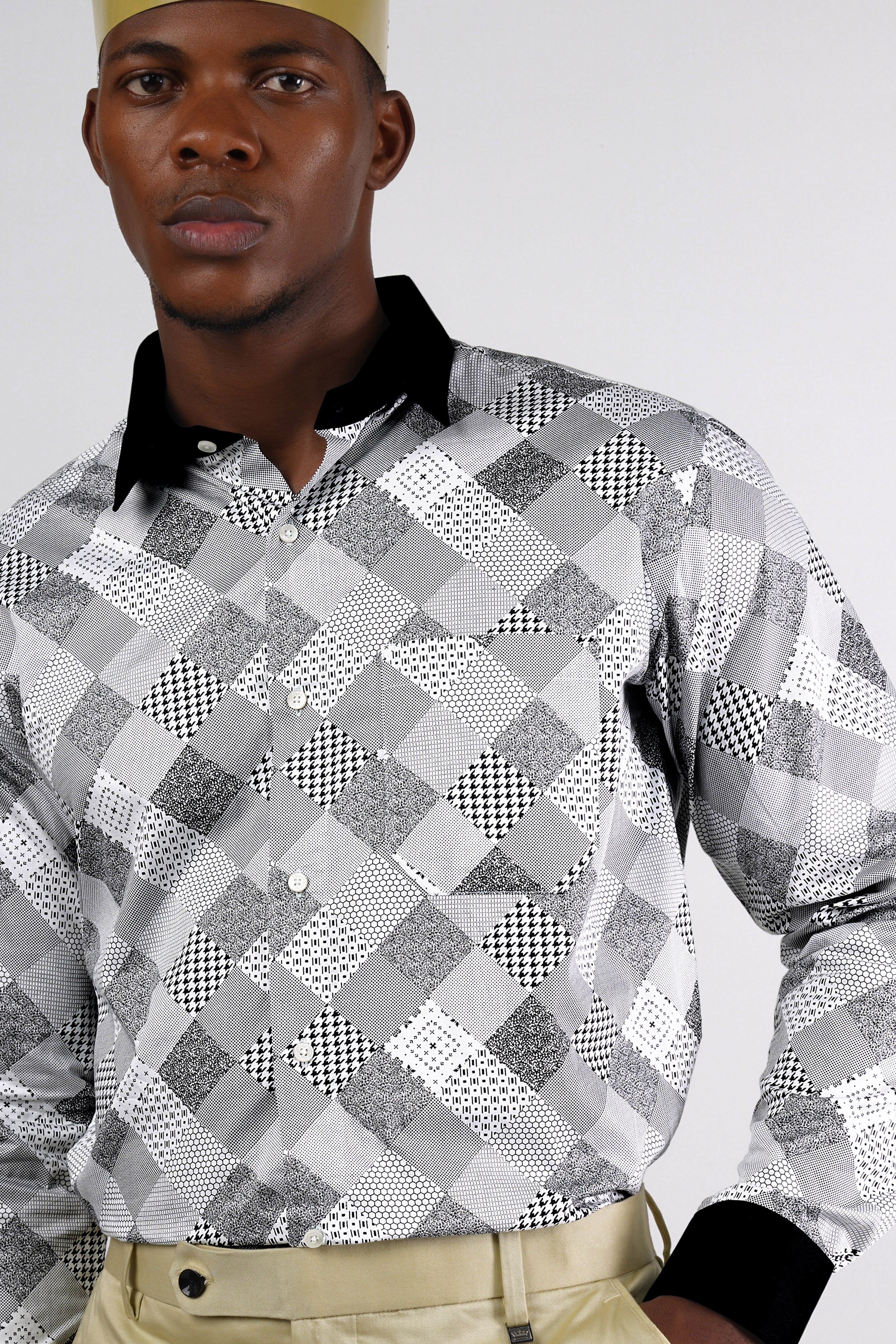 Jade Black and White Printed Super Soft Premium Cotton Shirt