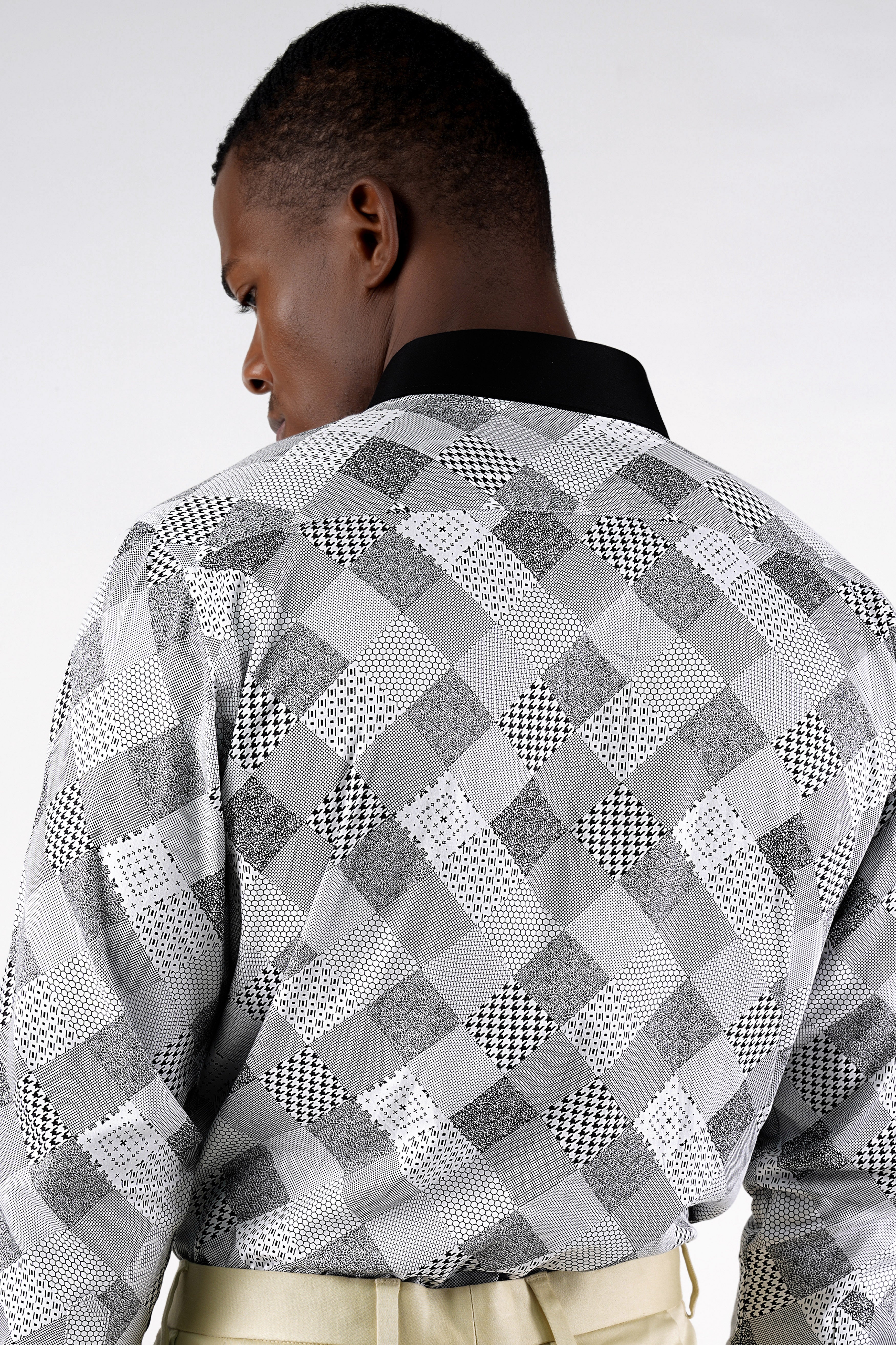Jade Black and White Printed Super Soft Premium Cotton Shirt