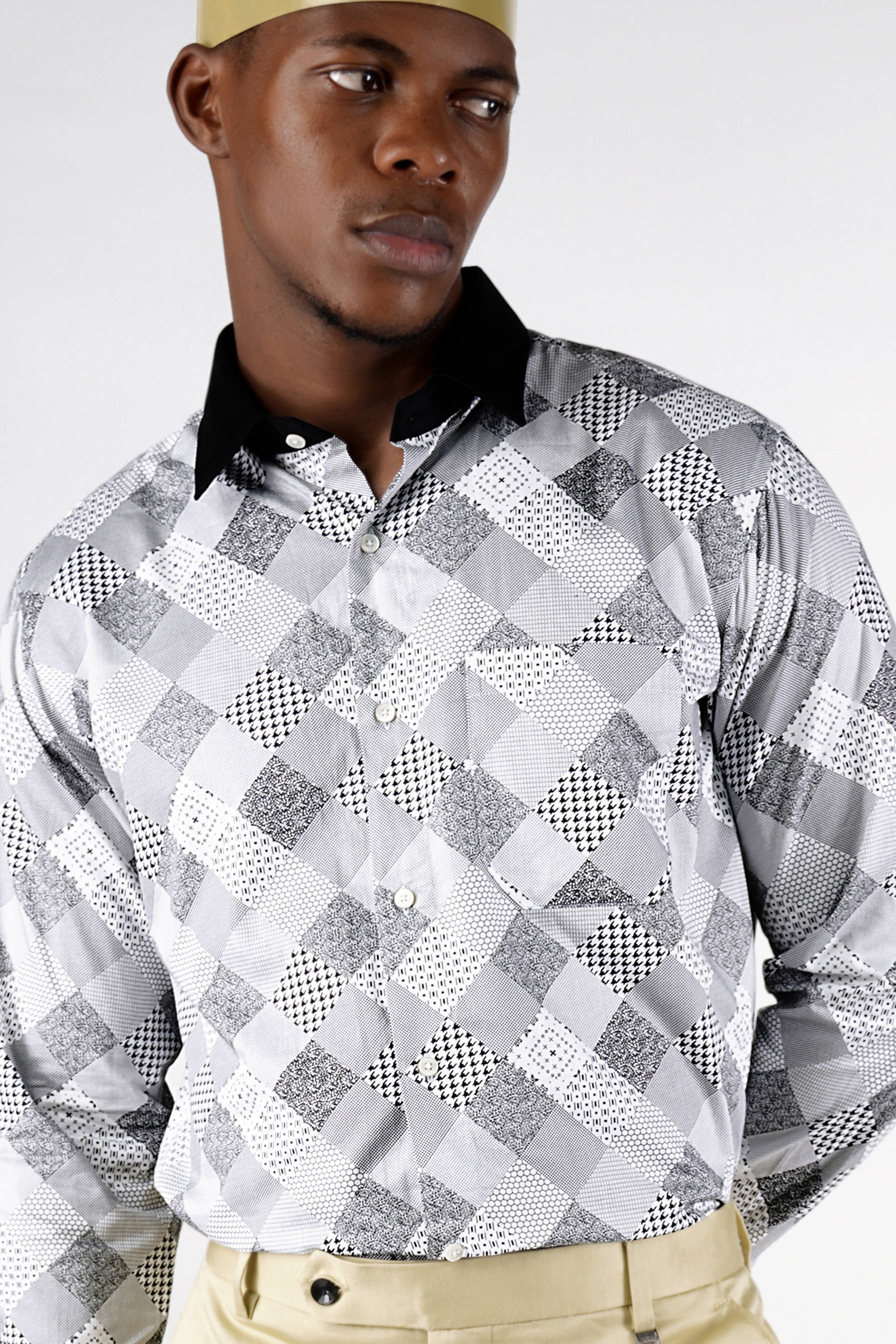 Jade Black and White Printed Super Soft Premium Cotton Shirt