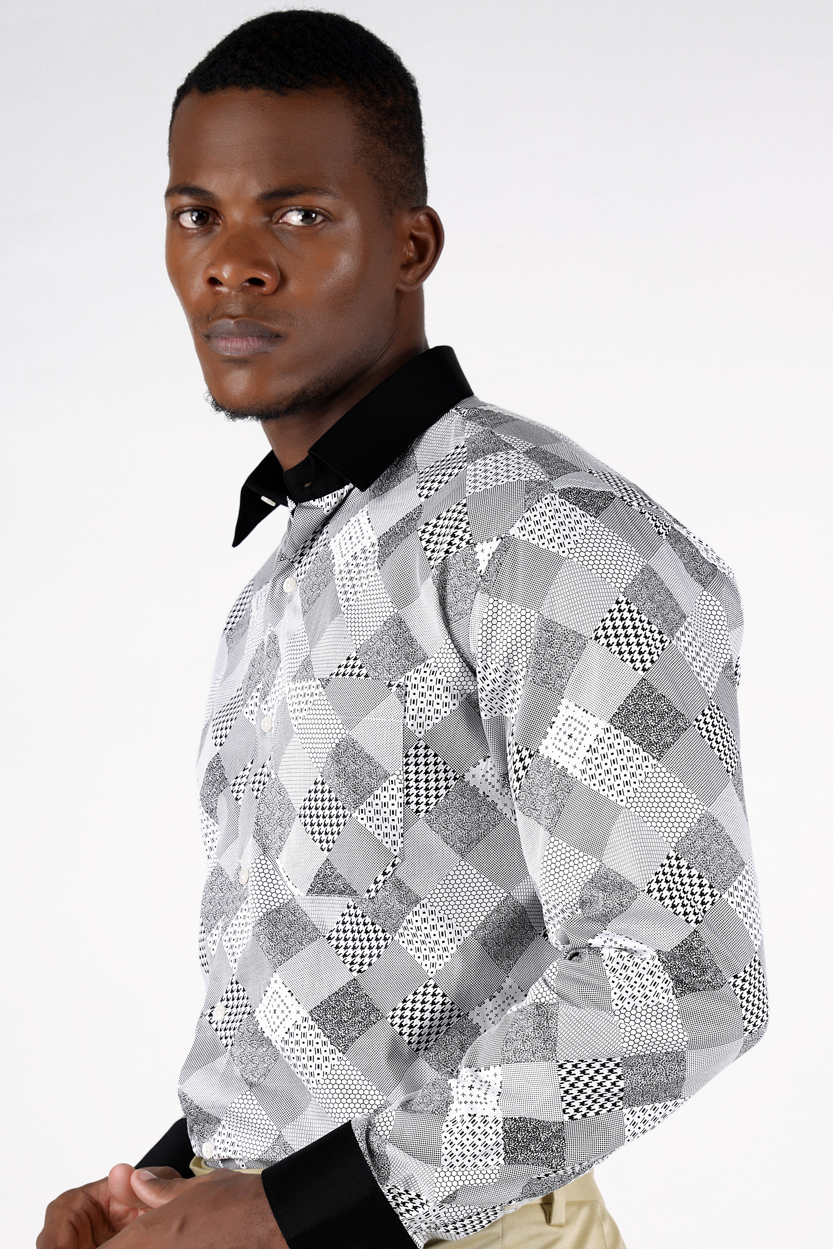 Jade Black and White Printed Super Soft Premium Cotton Shirt