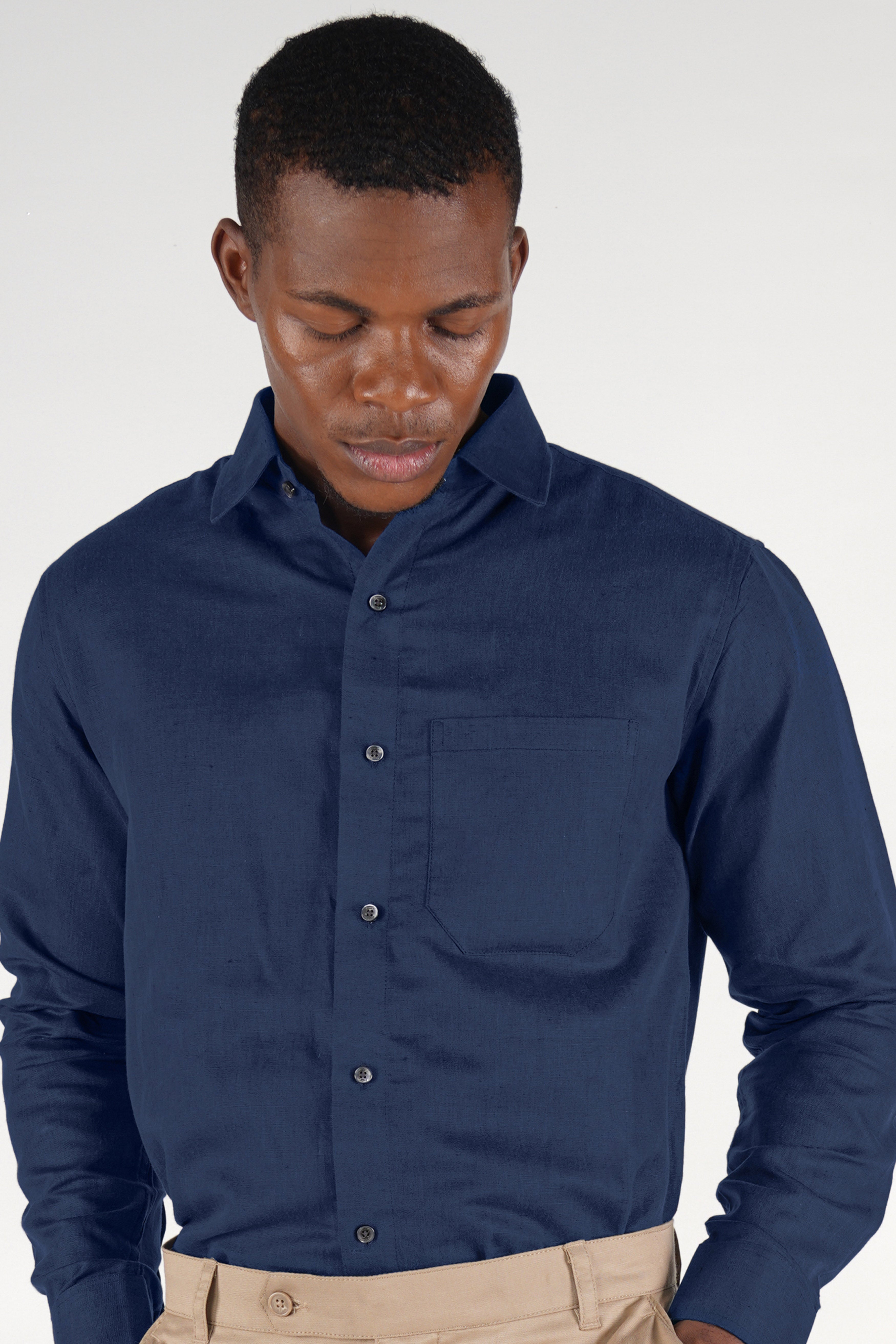 Cloud Burst Blue Luxurious Linen Shirt