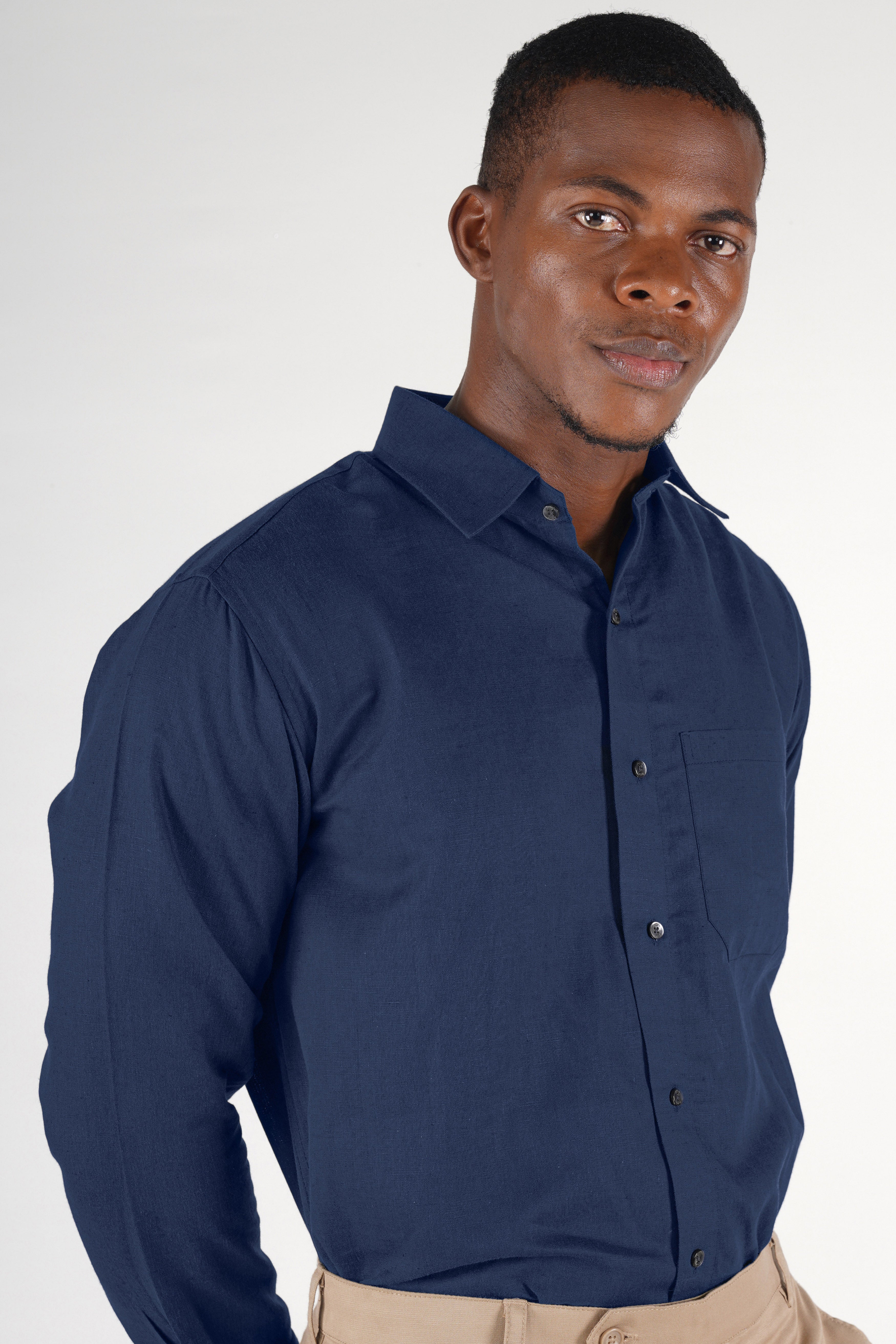 Cloud Burst Blue Luxurious Linen Shirt