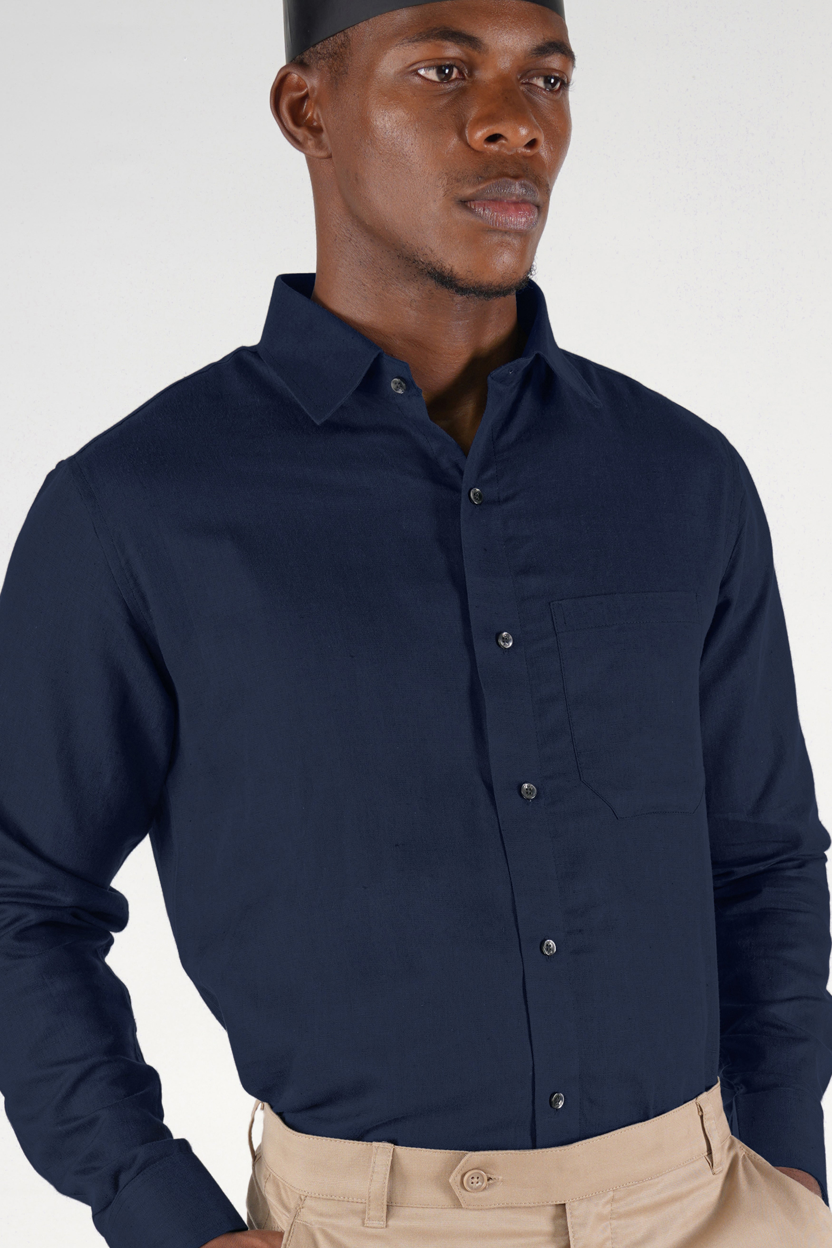 Cloud Burst Blue Luxurious Linen Shirt