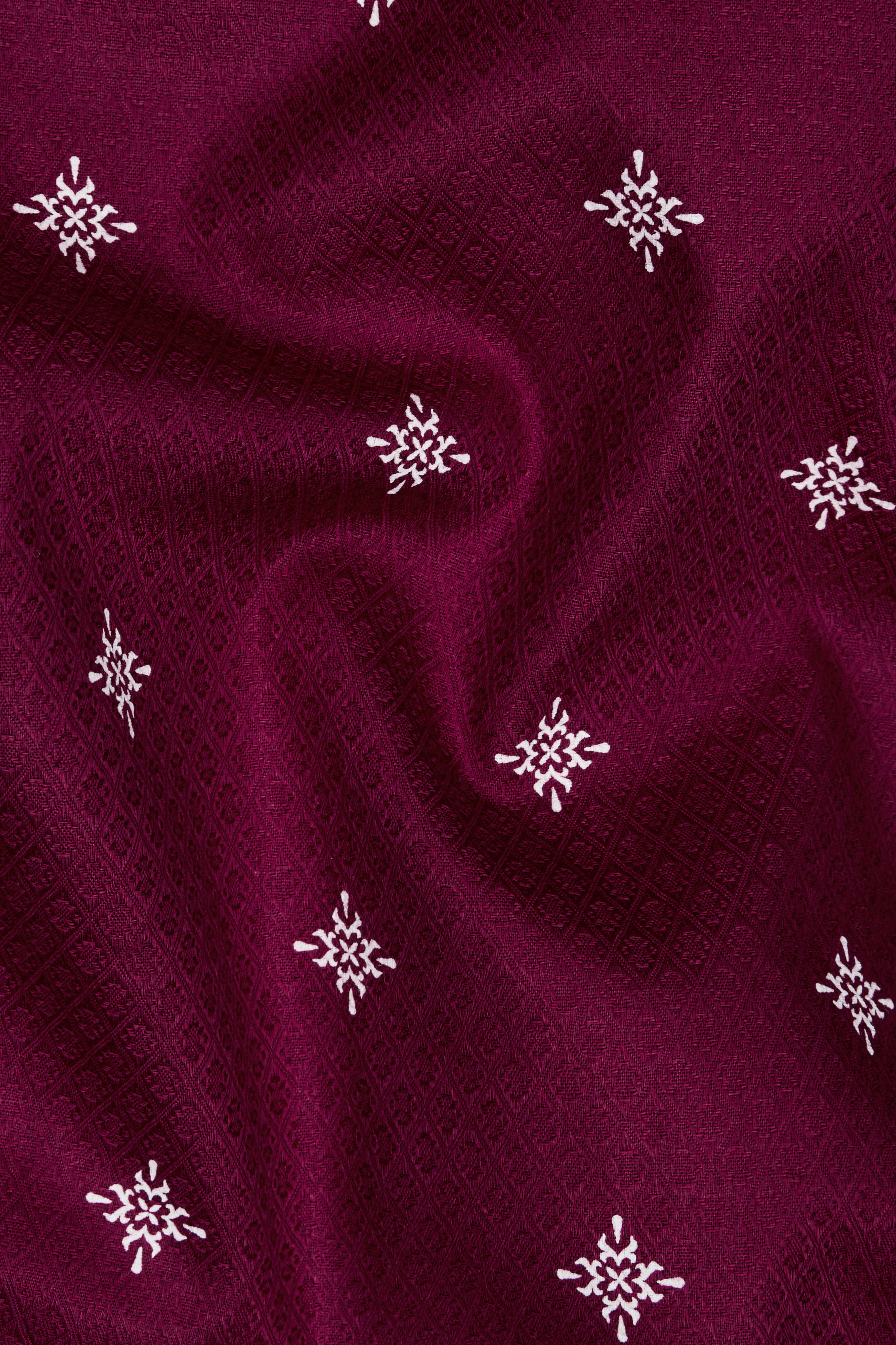 Claret Red Dobby Textured Premium Giza Cotton Shirt