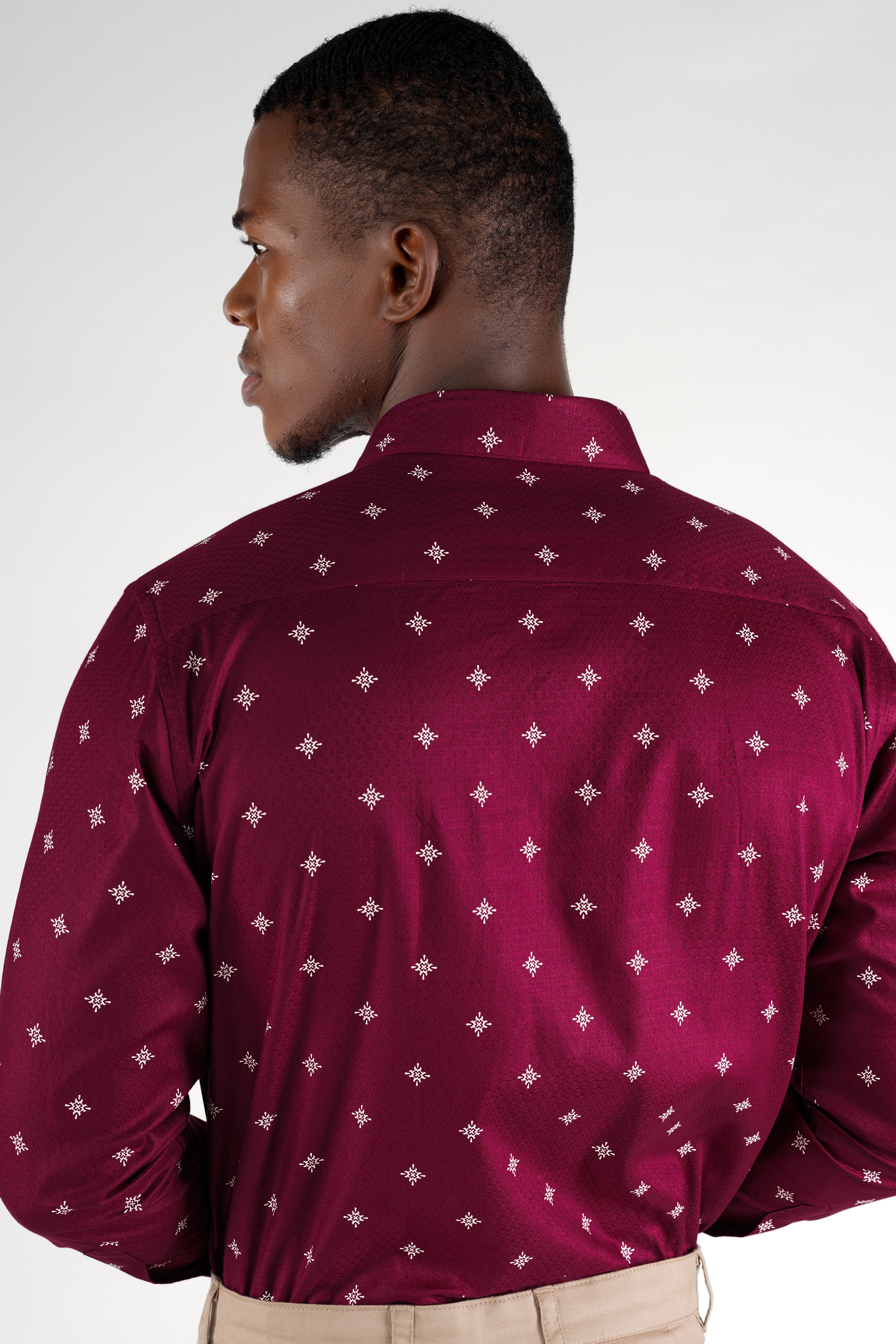 Claret Red Dobby Textured Premium Giza Cotton Shirt