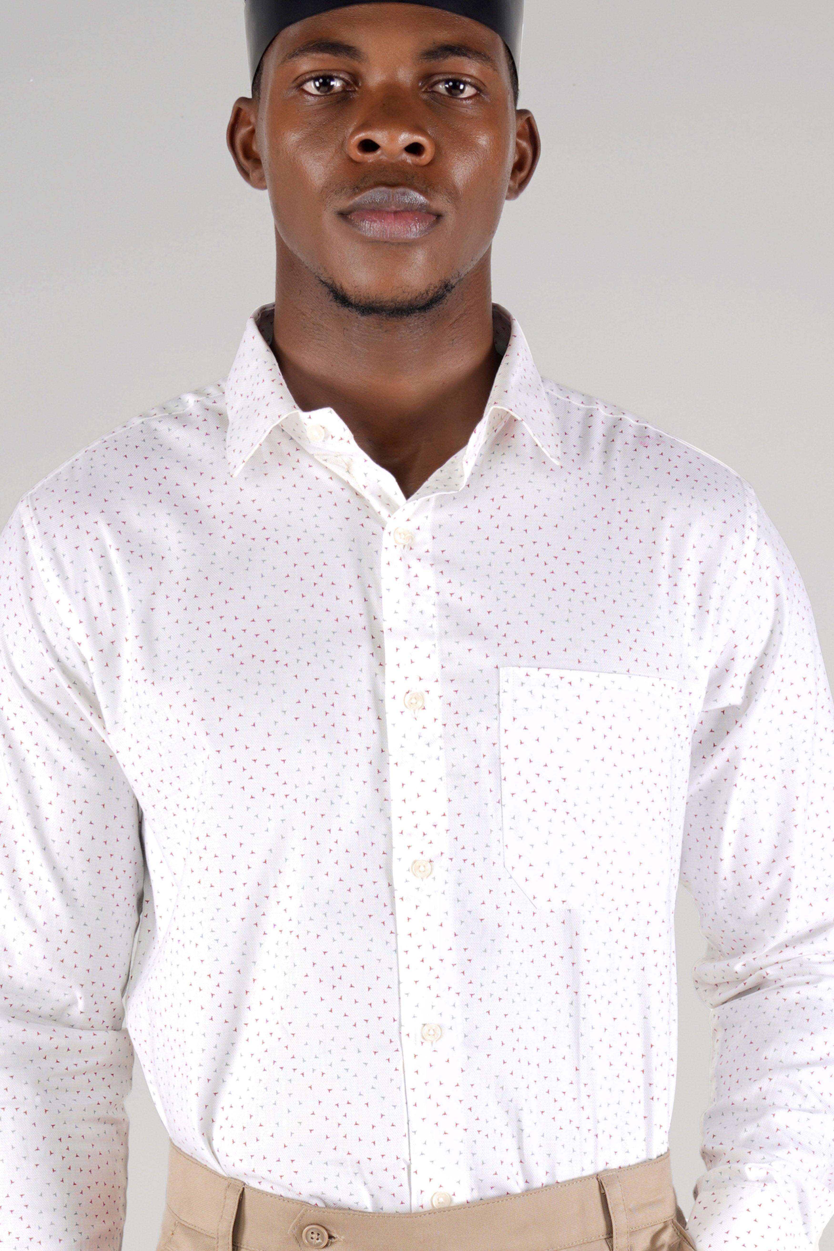 Bright White Dobby Textured Premium Giza Cotton Shirt